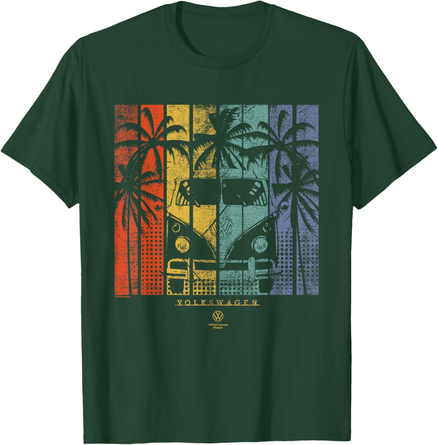 Type 2 T1 Retro Campervan T-Shirt with Beach Palm Tree Design - 3