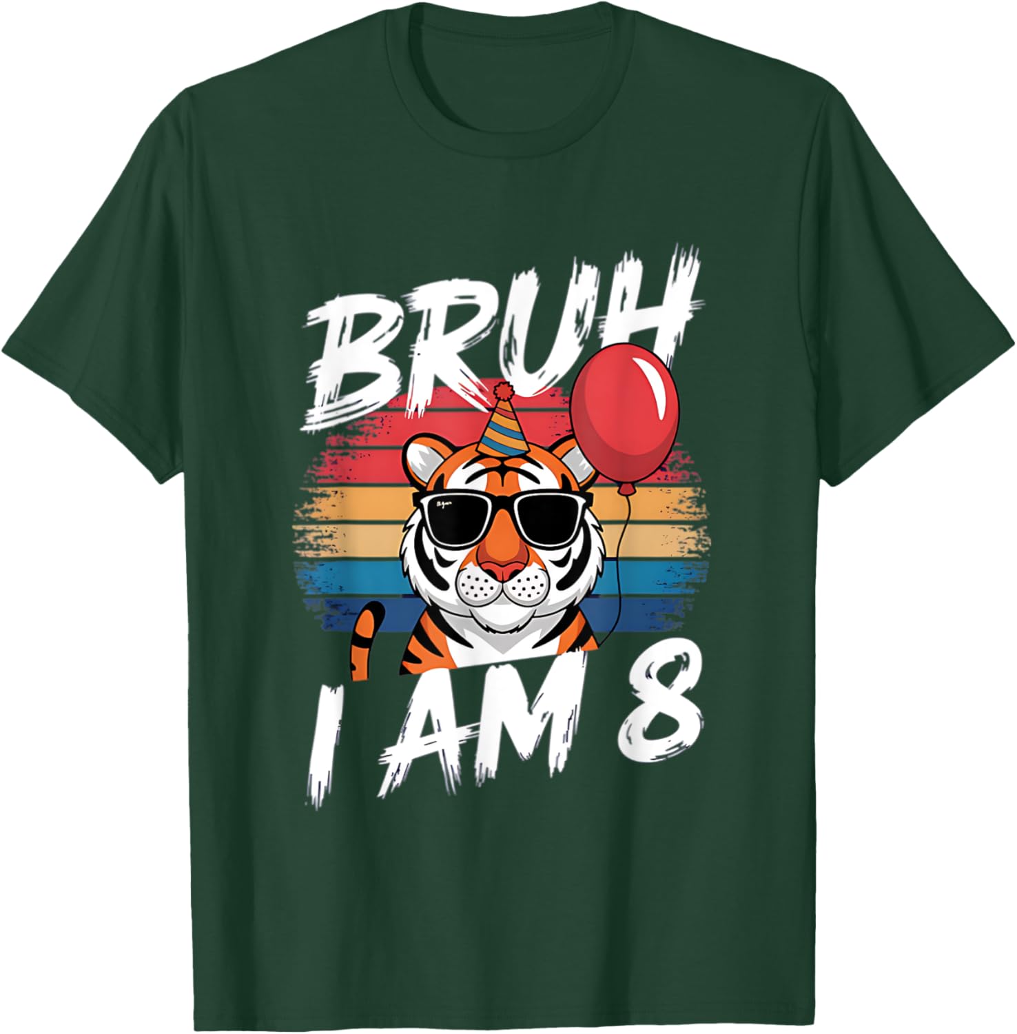 Retro Sunset Tiger Shirt for 8 Year Old's Birthday Party Fun - 19