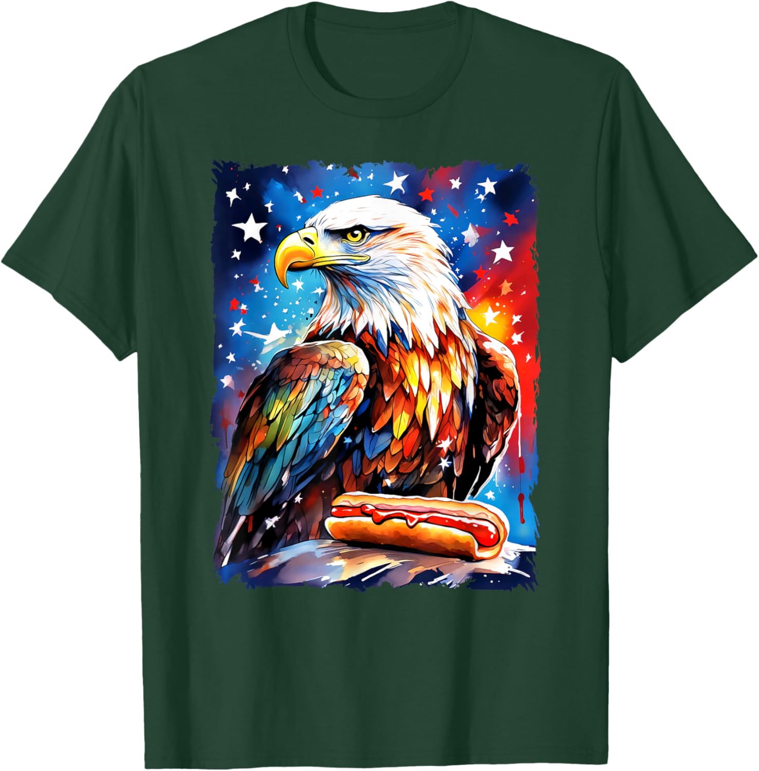 Patriotic 4th of July T-Shirt with Hotdog and Eagle Design for All Ages - 4
