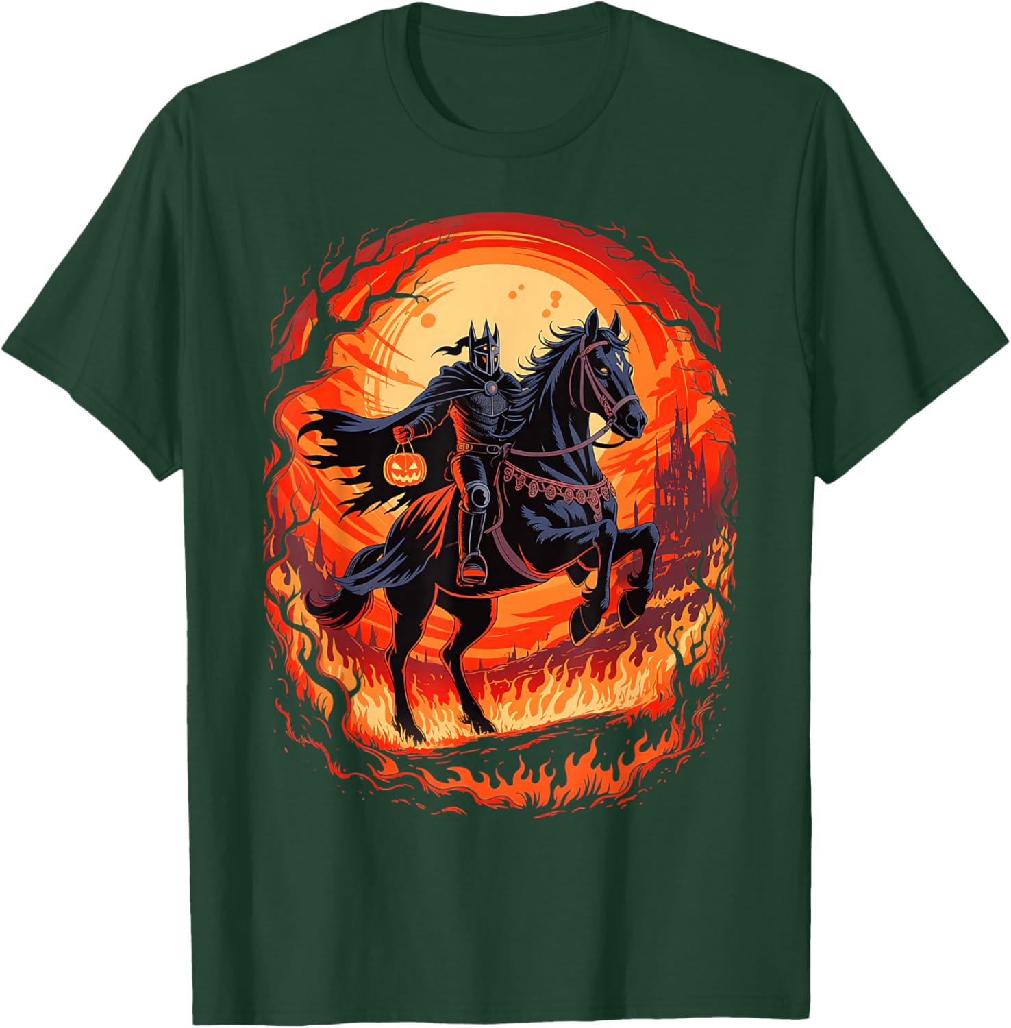 Spooky Pumpkin Headless Horseman Halloween T-Shirt for All Ages - 14