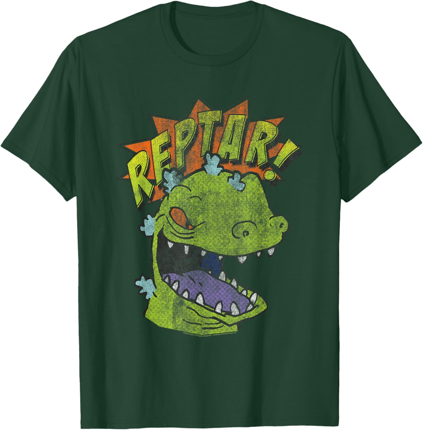 Rugrats Reptar Distressed Comic Style T-Shirt for Fun Cartoon Fans - 4