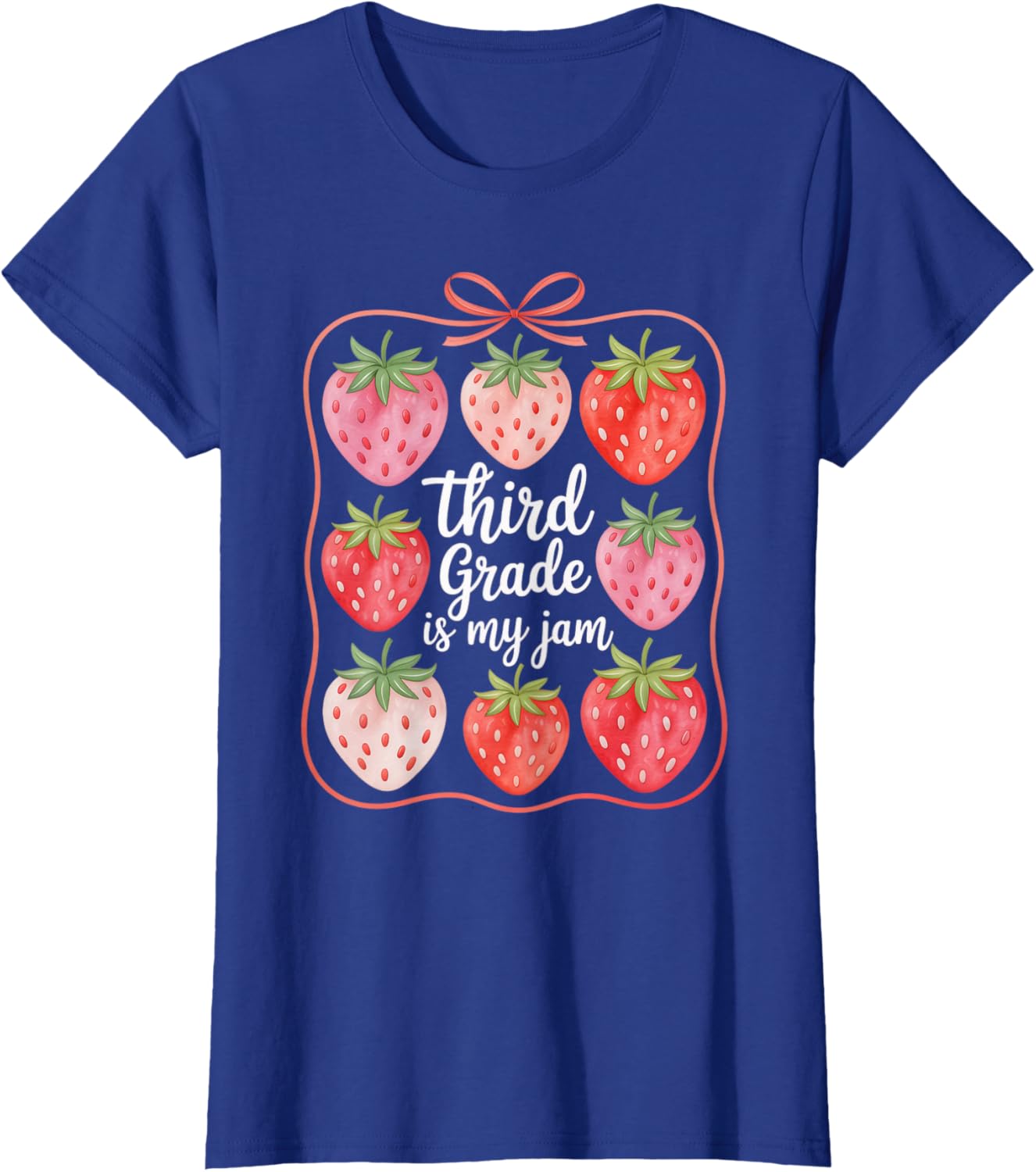 Cute Strawberry Teacher Back to School T-Shirt for Third Grade Fun - 5