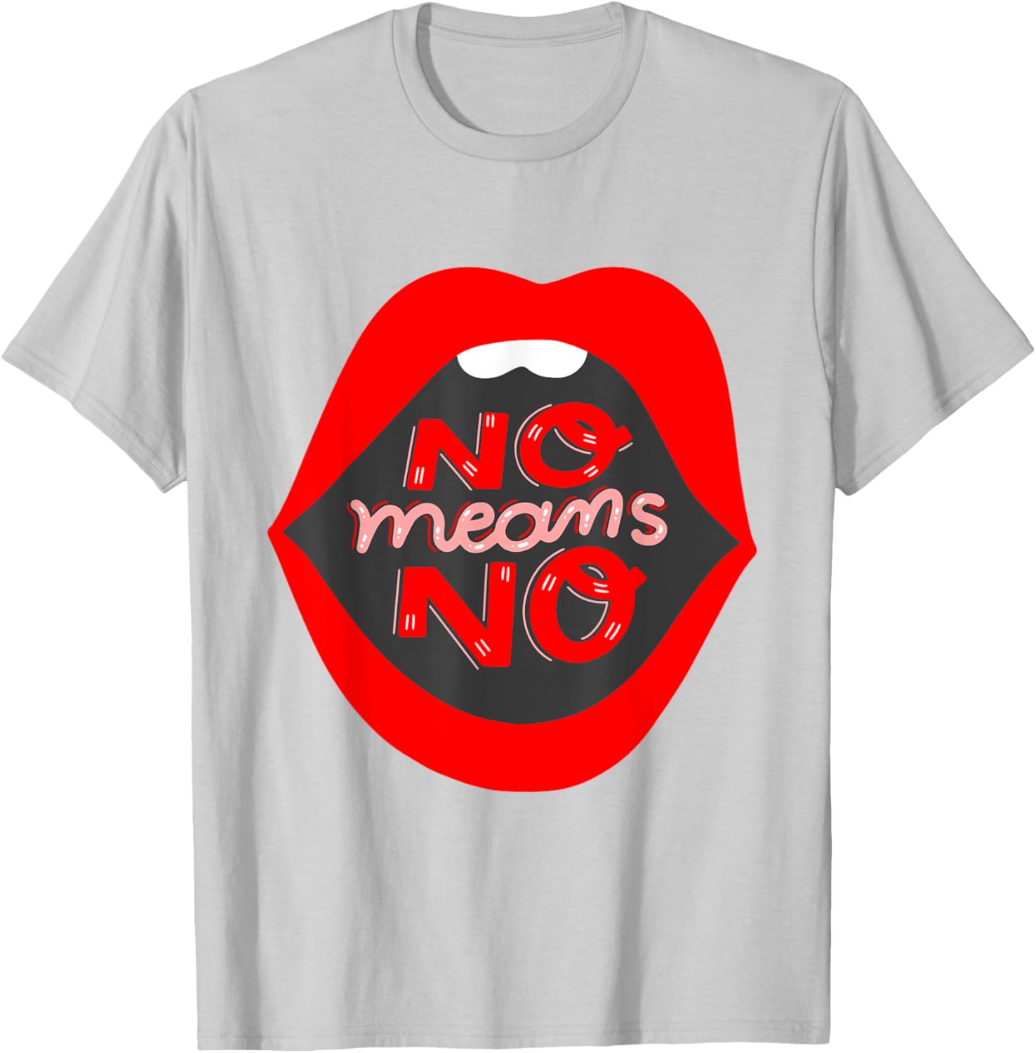 Retro Feminist No Means No Consent Pop Art Lips T-Shirt for Awareness - 28