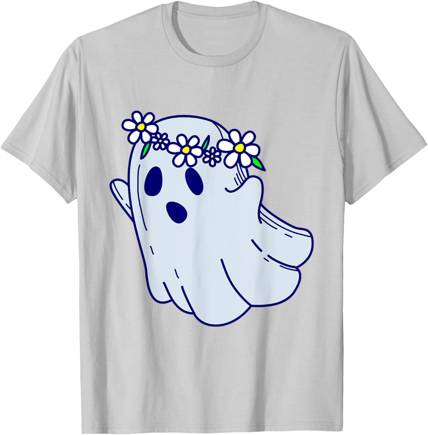 Groovy Halloween Ghost Boho Floral 1960s Goth T-Shirt for Spooky Style - 23