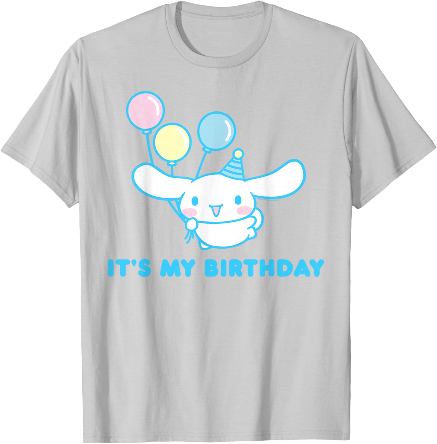 Sanrio Cinnamoroll Birthday T-Shirt for Adults - Blue Crew Neck Short Sleeve - 13