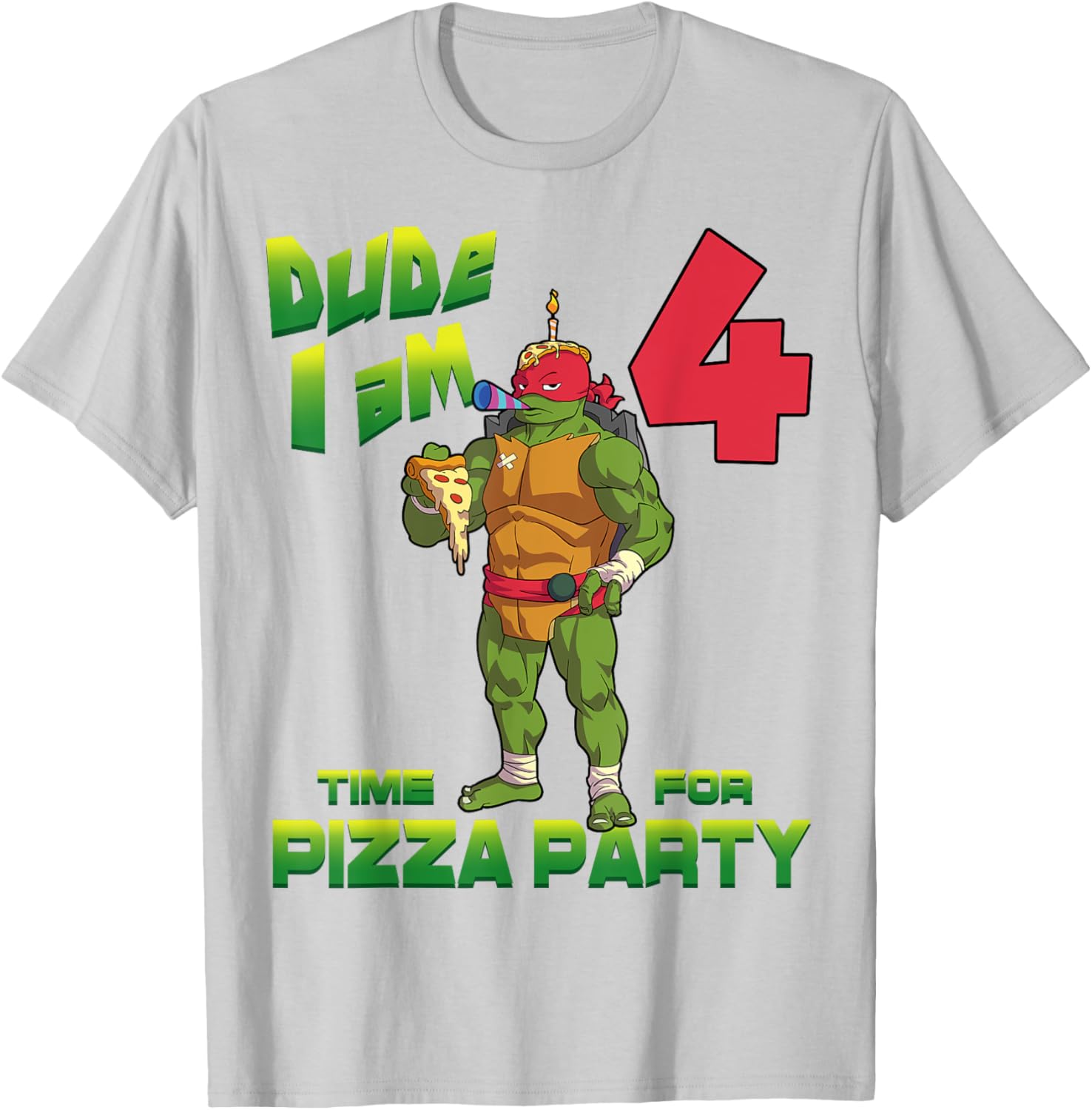 TMNT Raph Pizza Birthday Party T-Shirt for 4 Year Olds - Fun Kid's Clothing - 3