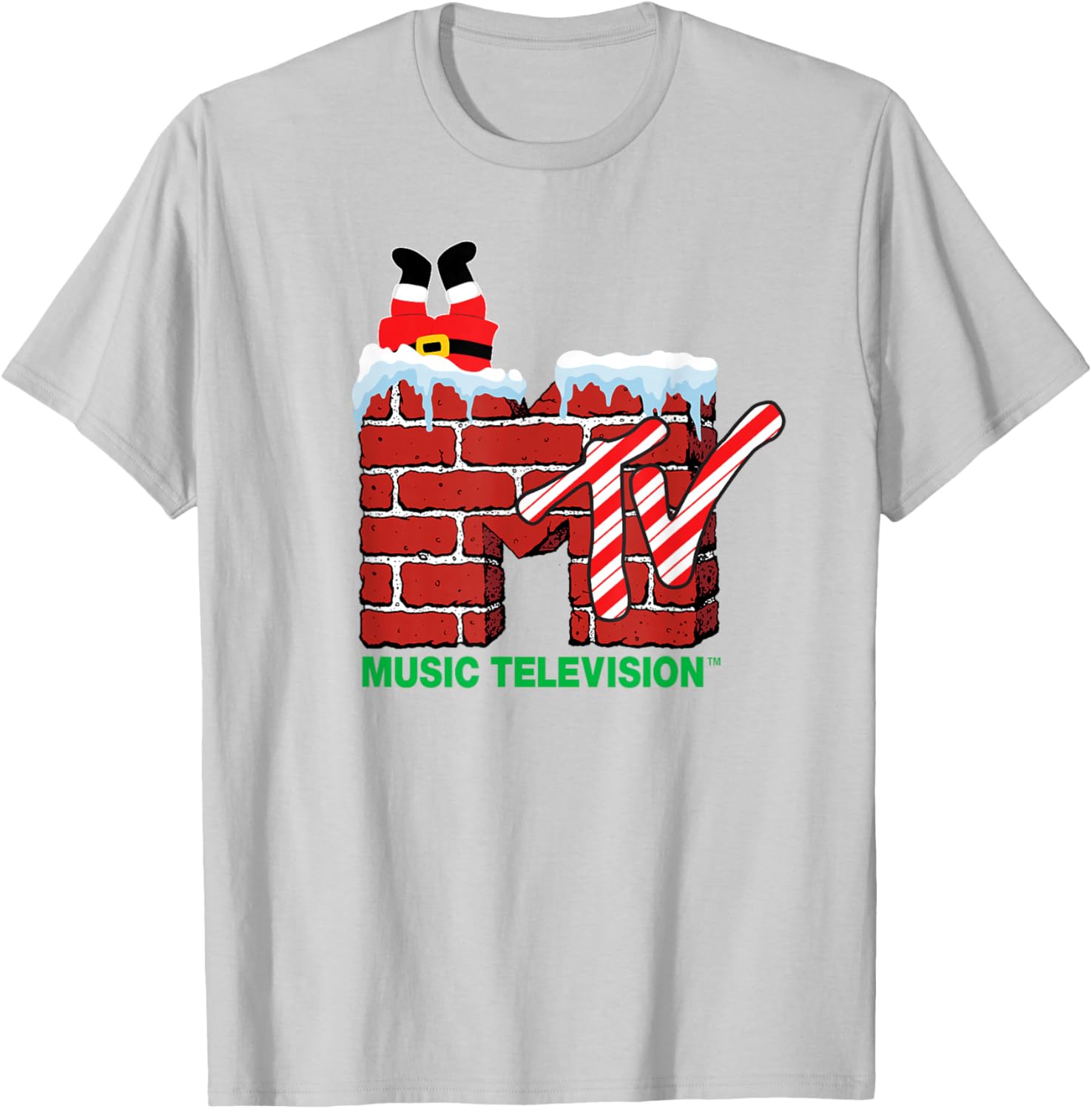 MTV Christmas Santa Claus Chimney Vintage T-Shirt for Holiday Cheer - 4