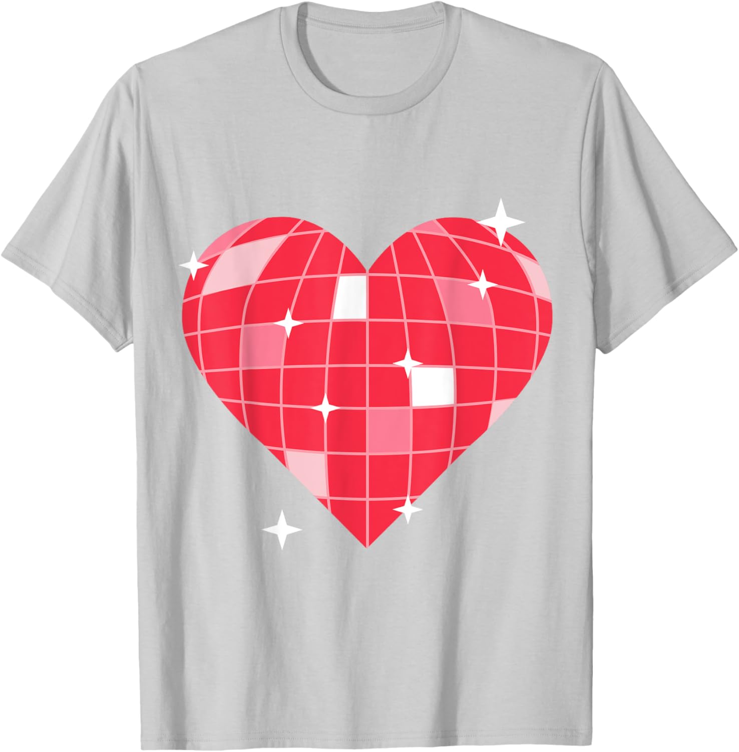 Retro 1970s Pink Heart Disco Ball T-Shirt for Vintage Lovers - 13
