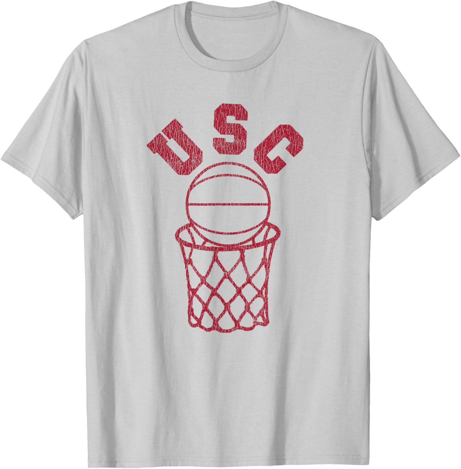 USC Basketball Trojans Distressed Retro 80s Style Hoop T-Shirt for Fans - 1