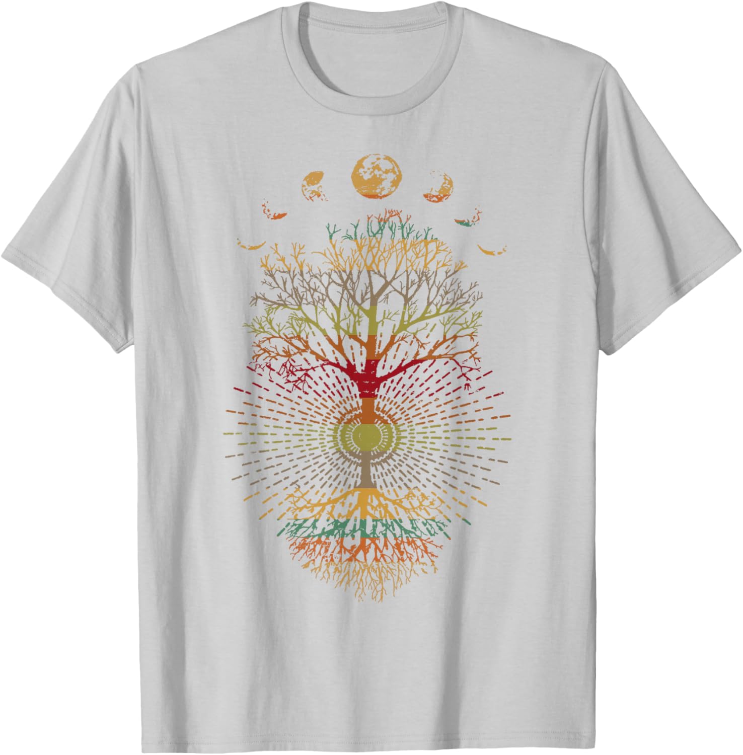 Phases of the Moon Retro Tree of Life T-Shirt 60s 70s Vibe - 11