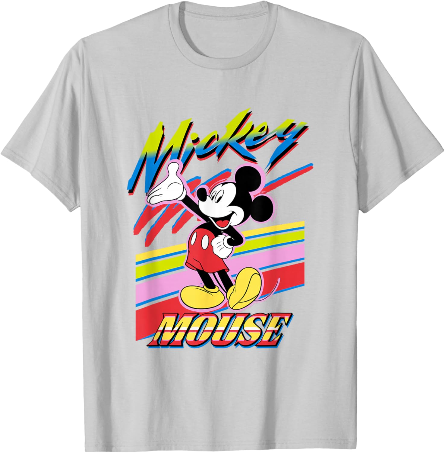 Vintage Disney Mickey and Friends Rainbow Stripes T-Shirt for Fun Style - 5