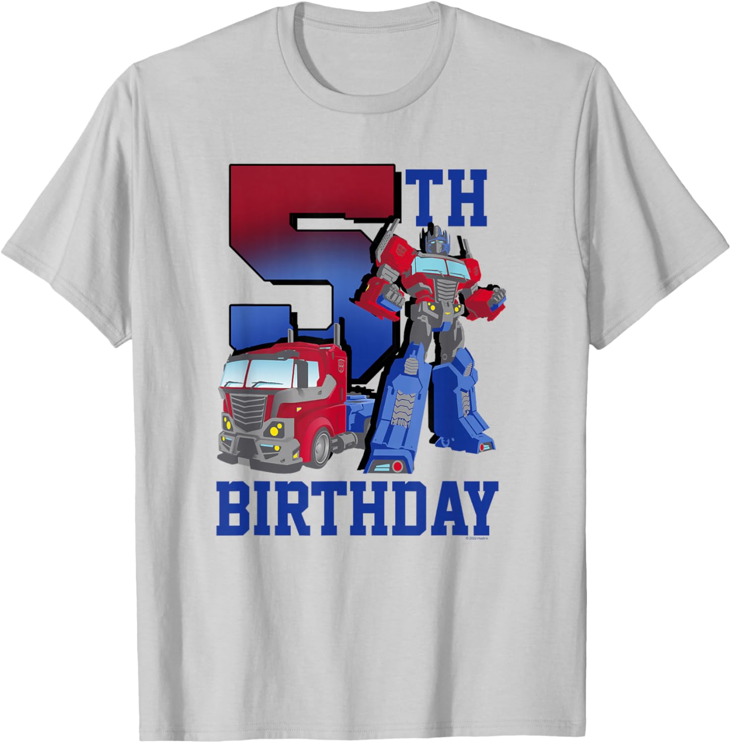 Transformers Optimus Prime 5th Birthday Gradient Poster T-Shirt for Kids - 3