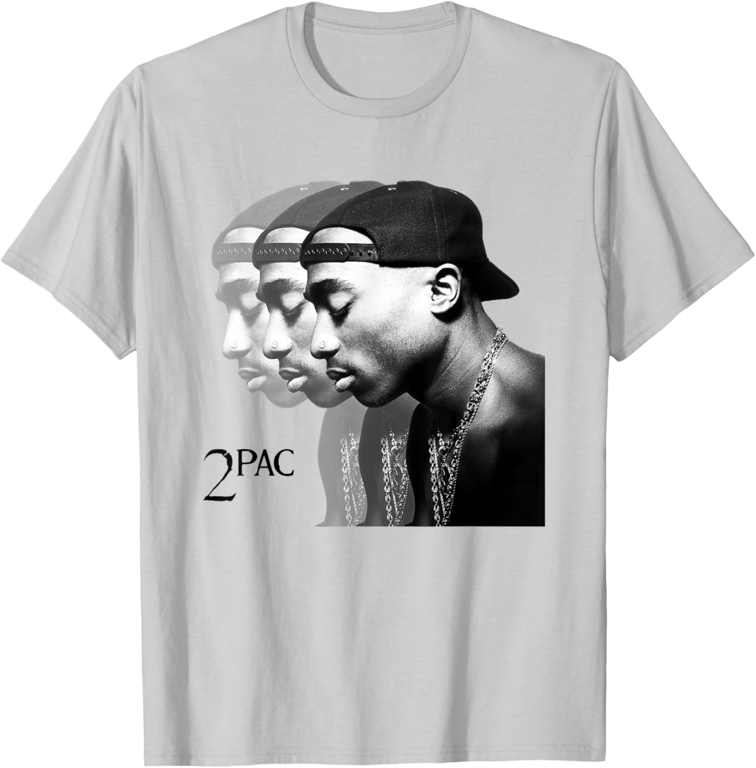 Tupac Shakur Unisex Repeat T-Shirt in Blue, Short Sleeve Cotton Blend - 8