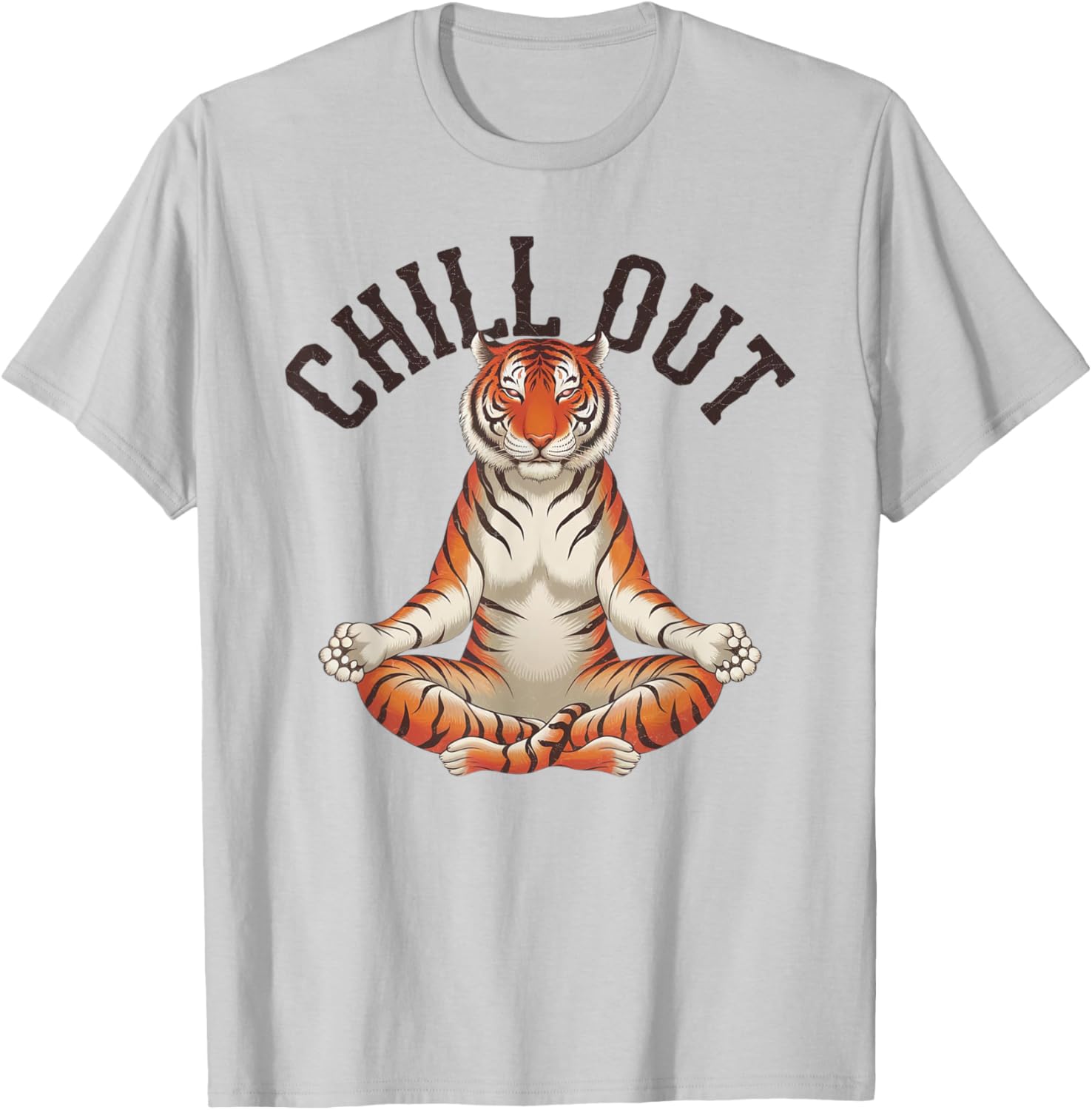 Tiger Chill Out Vintage Yoga T-Shirt for Fun Meditation Lovers - 8