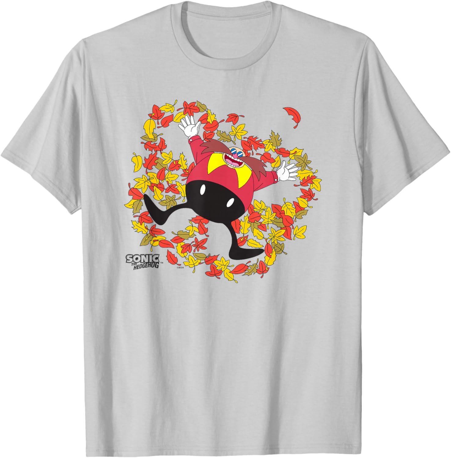 Sonic the Hedgehog Dr Eggman Happy Leaves Angel Chest Logo T-Shirt - 3