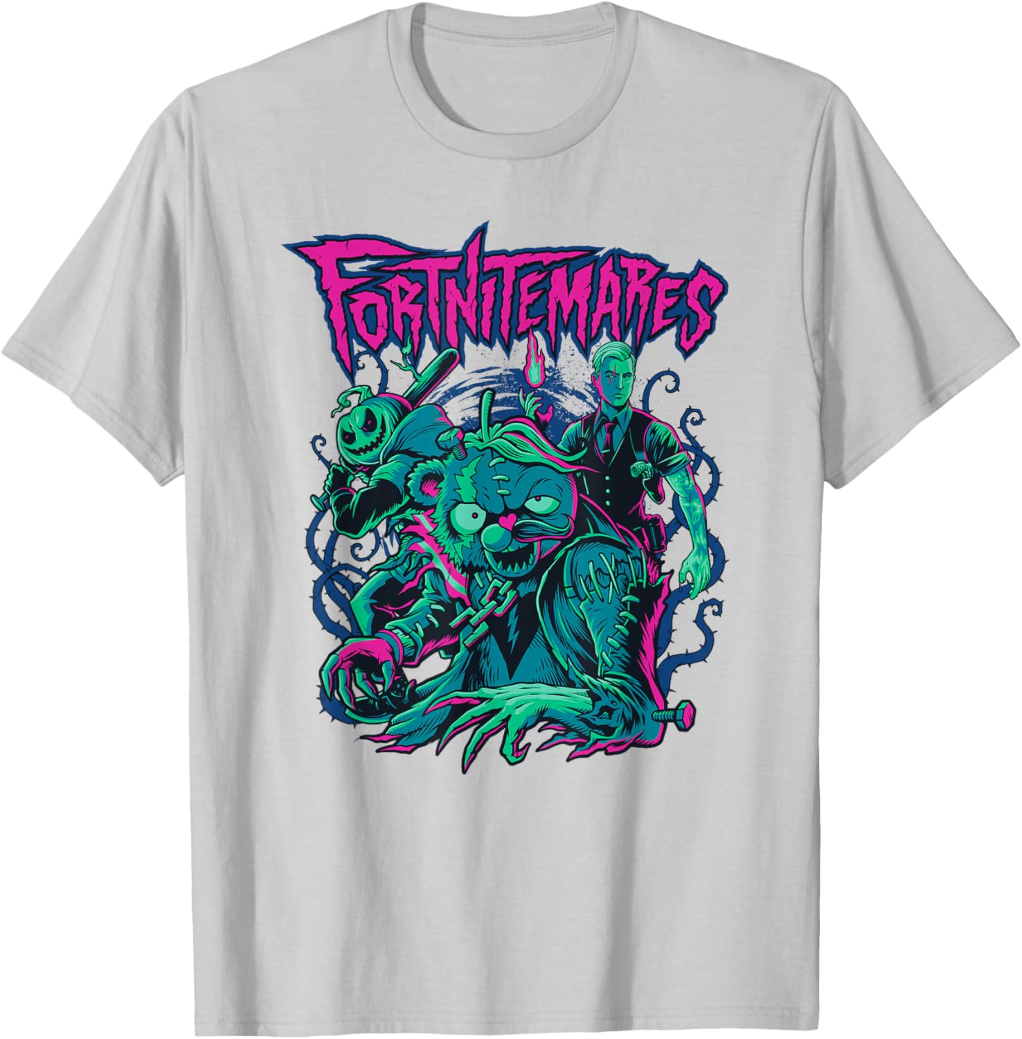 Fortnite Halloween Fortnitemares Retro Horror Group Shot T-Shirt for Fans - 5