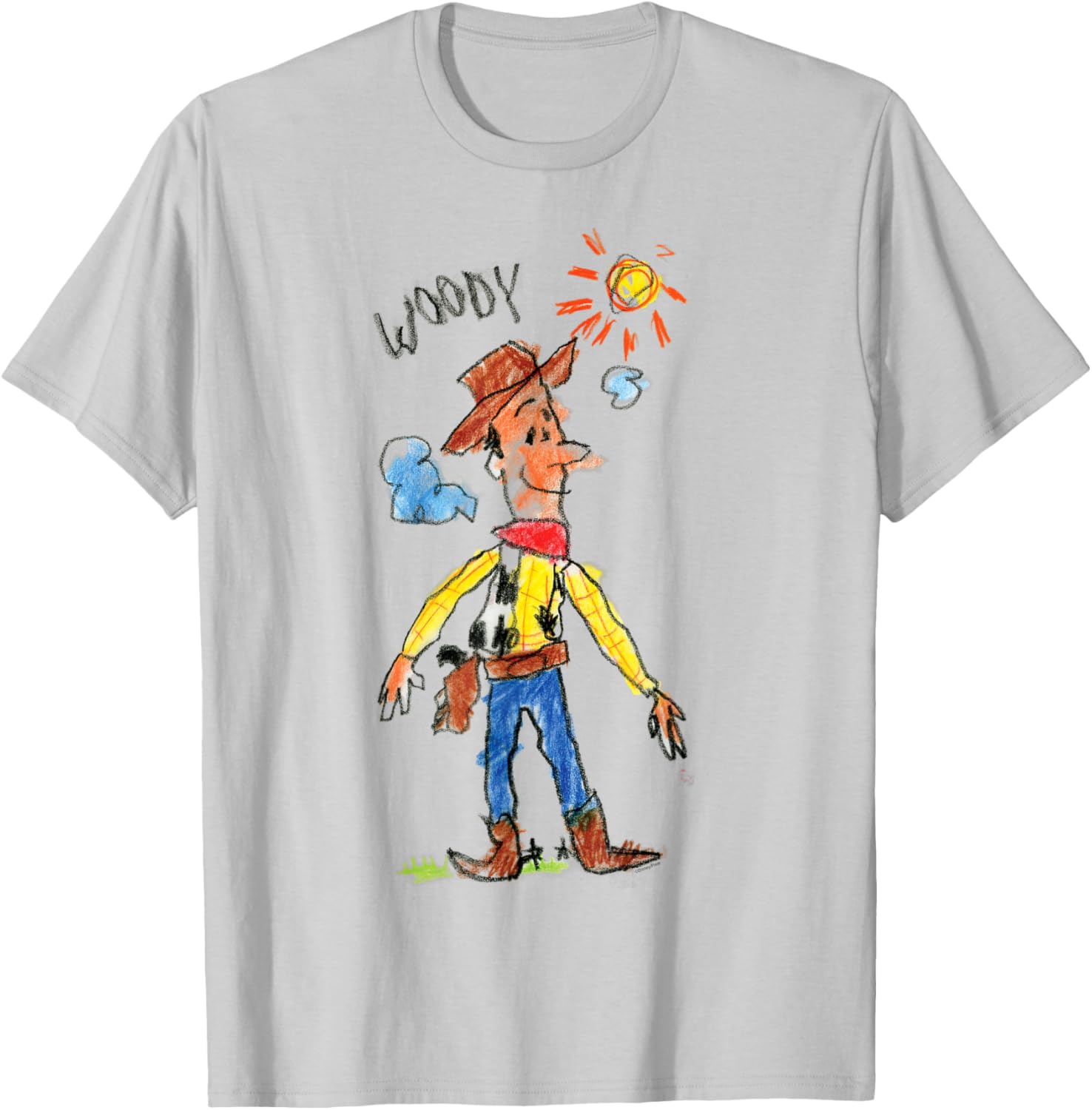 Toy Story Sheriff Woody Crayon Drawing T-Shirt for Kids and Adults - 7
