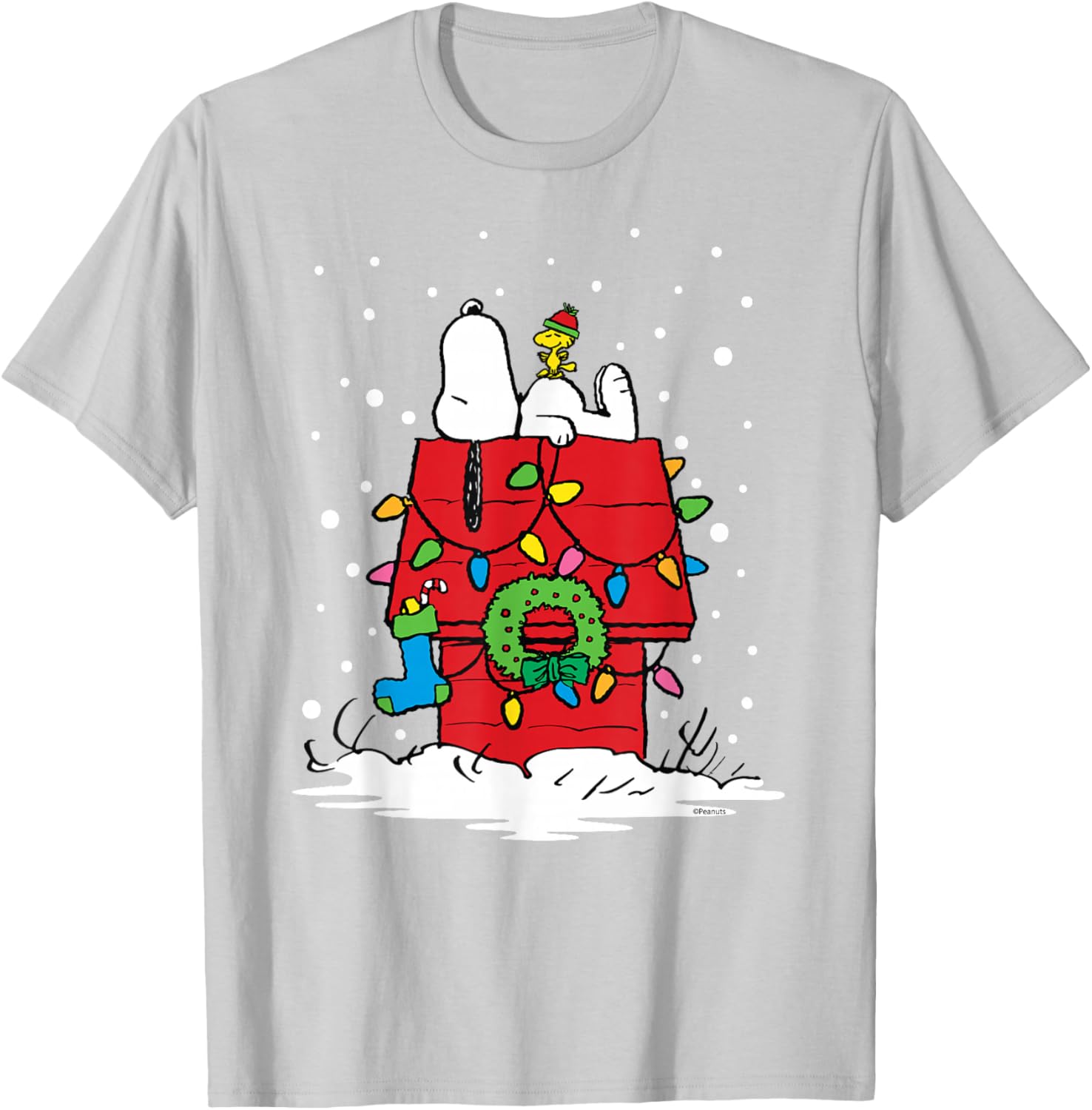 Peanuts Snoopy Woodstock Holiday Stocking T-Shirt for Festive Fun - 10