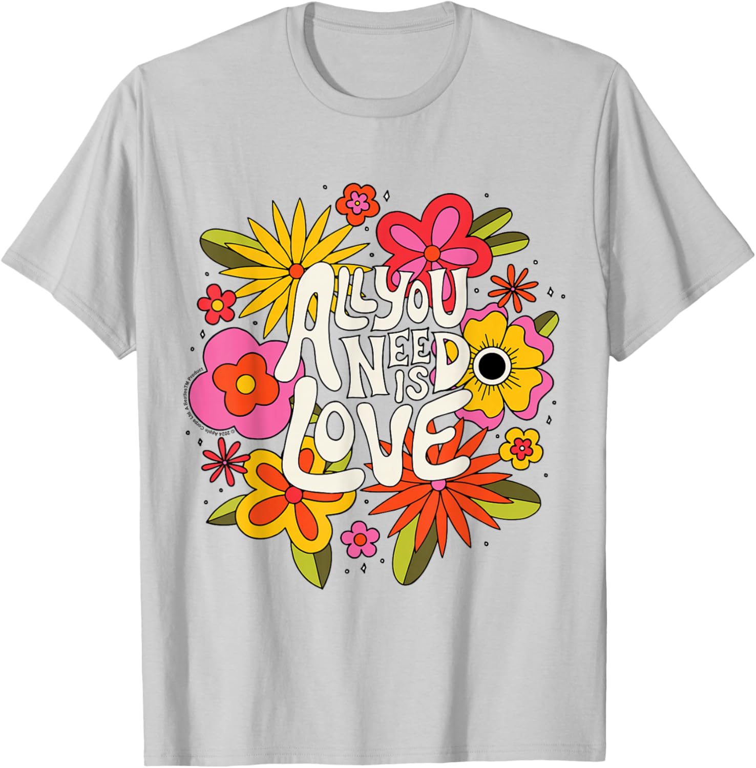The Beatles All You Need Is Love Retro Floral T-Shirt for Music Lovers - 9