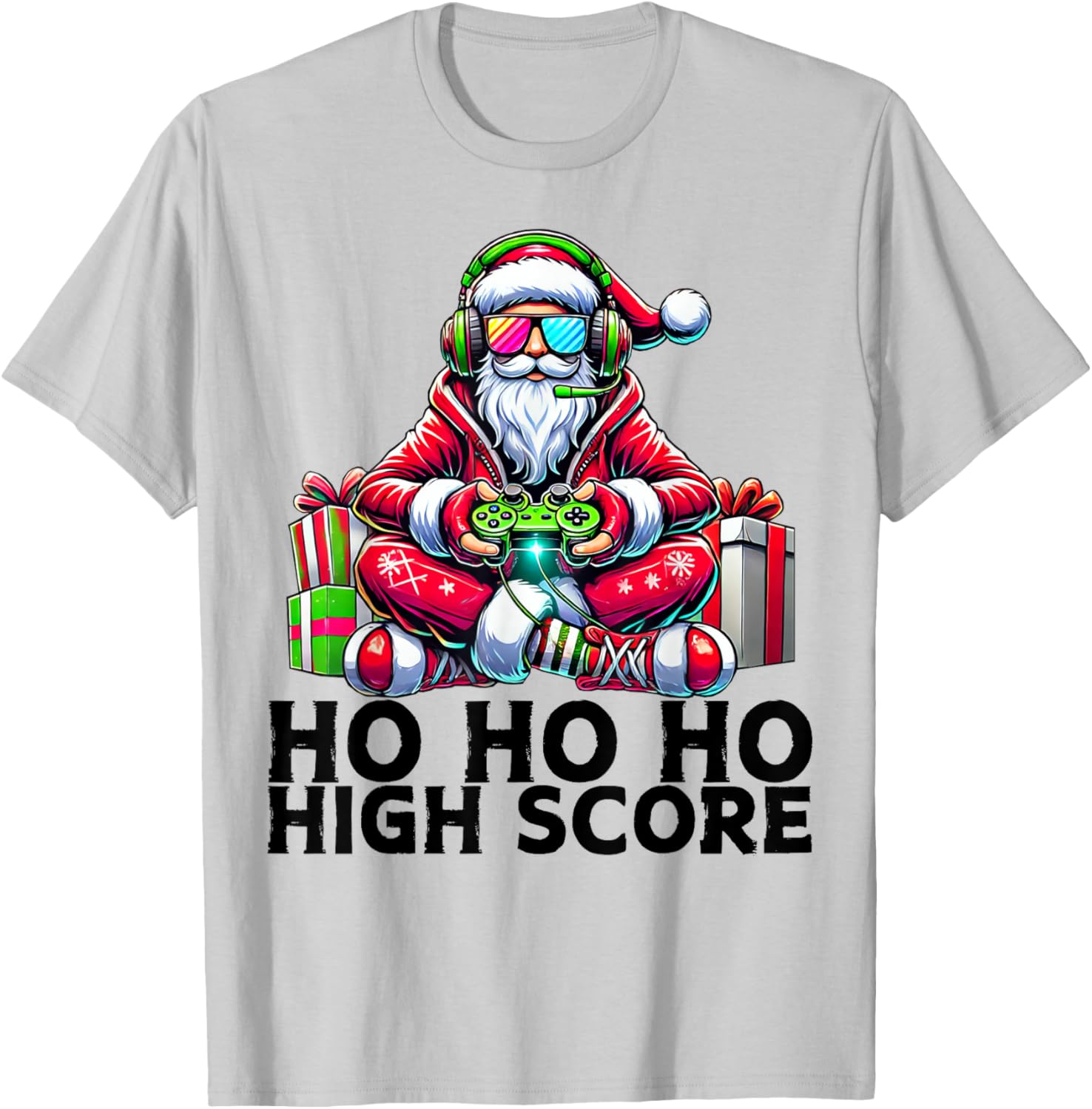 Santa Claus Gaming T-Shirt for Christmas Gamers - Fun Holiday Apparel - 5