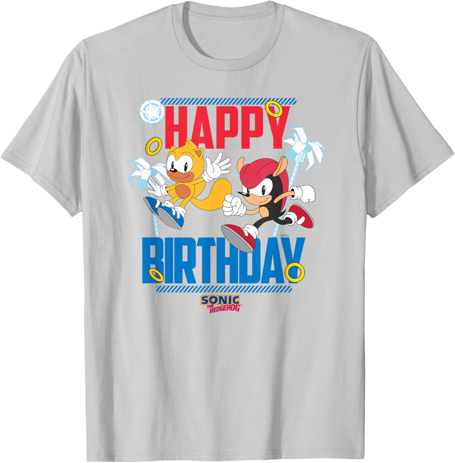Sonic The Hedgehog Birthday Big Poster T-Shirt with Mighty and Ray Design - 9