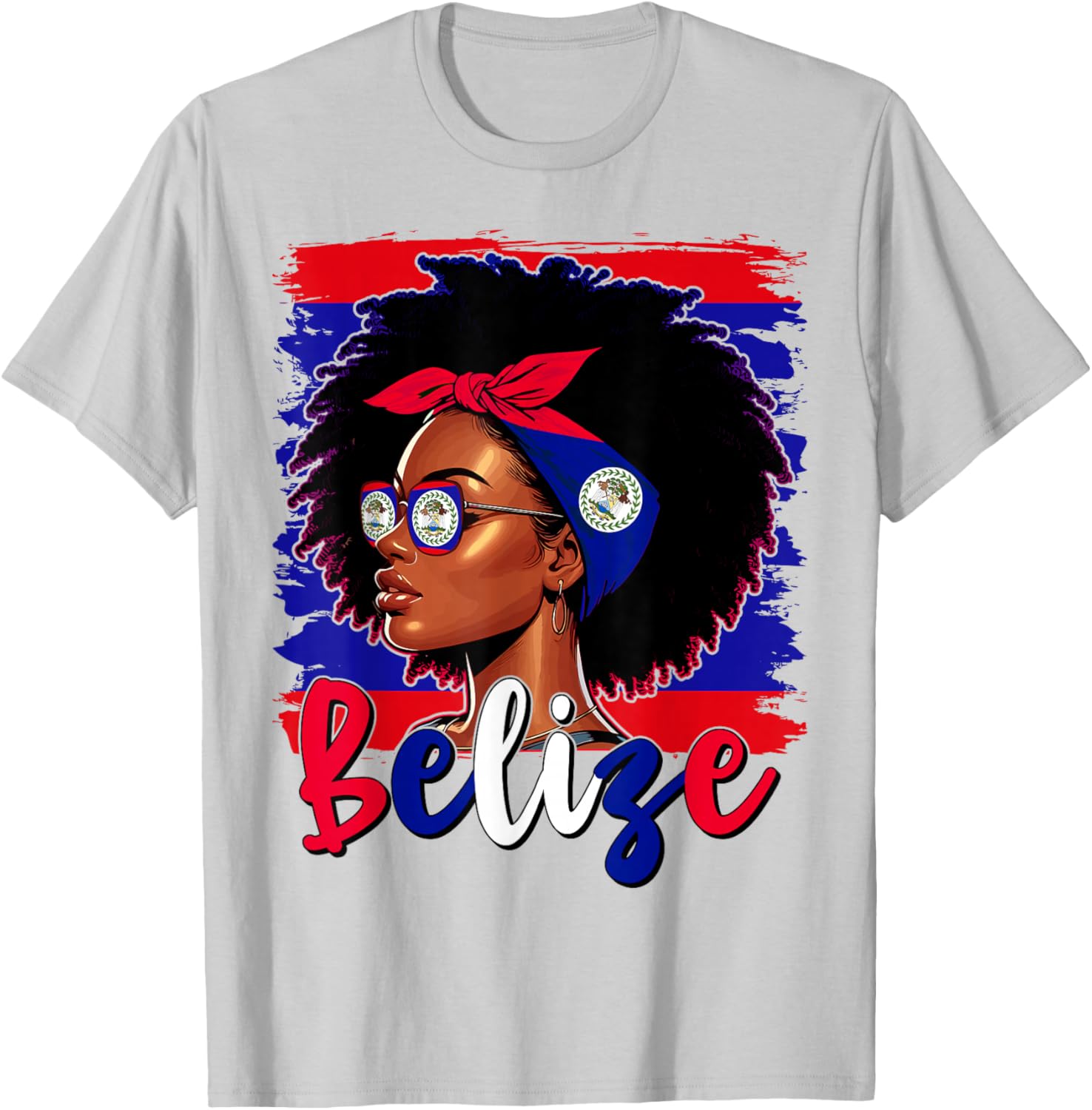 Proud Belizean Girl T-Shirt with Belize Flag for Women’s Fashion - 24