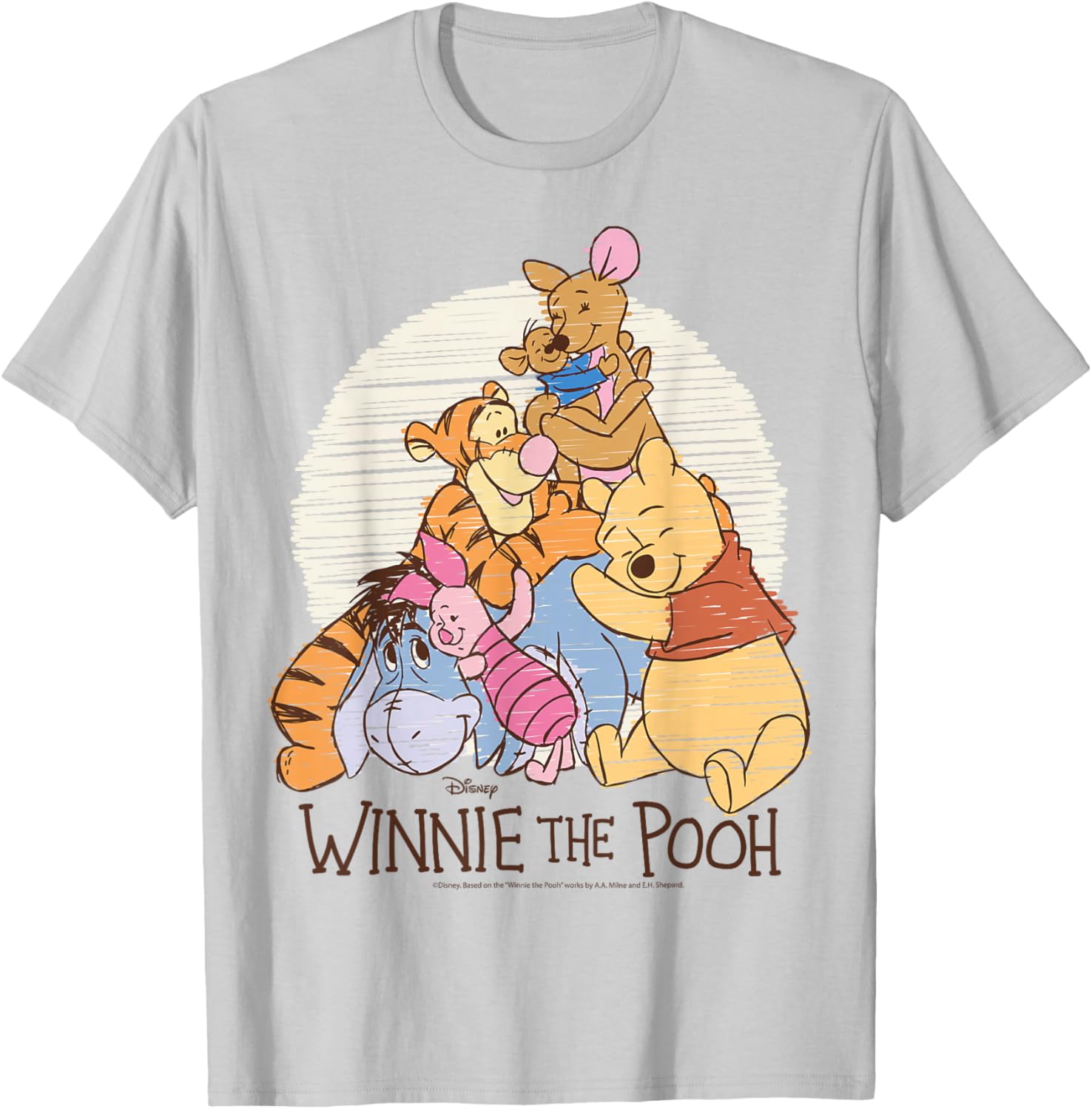 Winnie The Pooh Characters Hug T-Shirt for Kids and Adults Fun Wear - 10