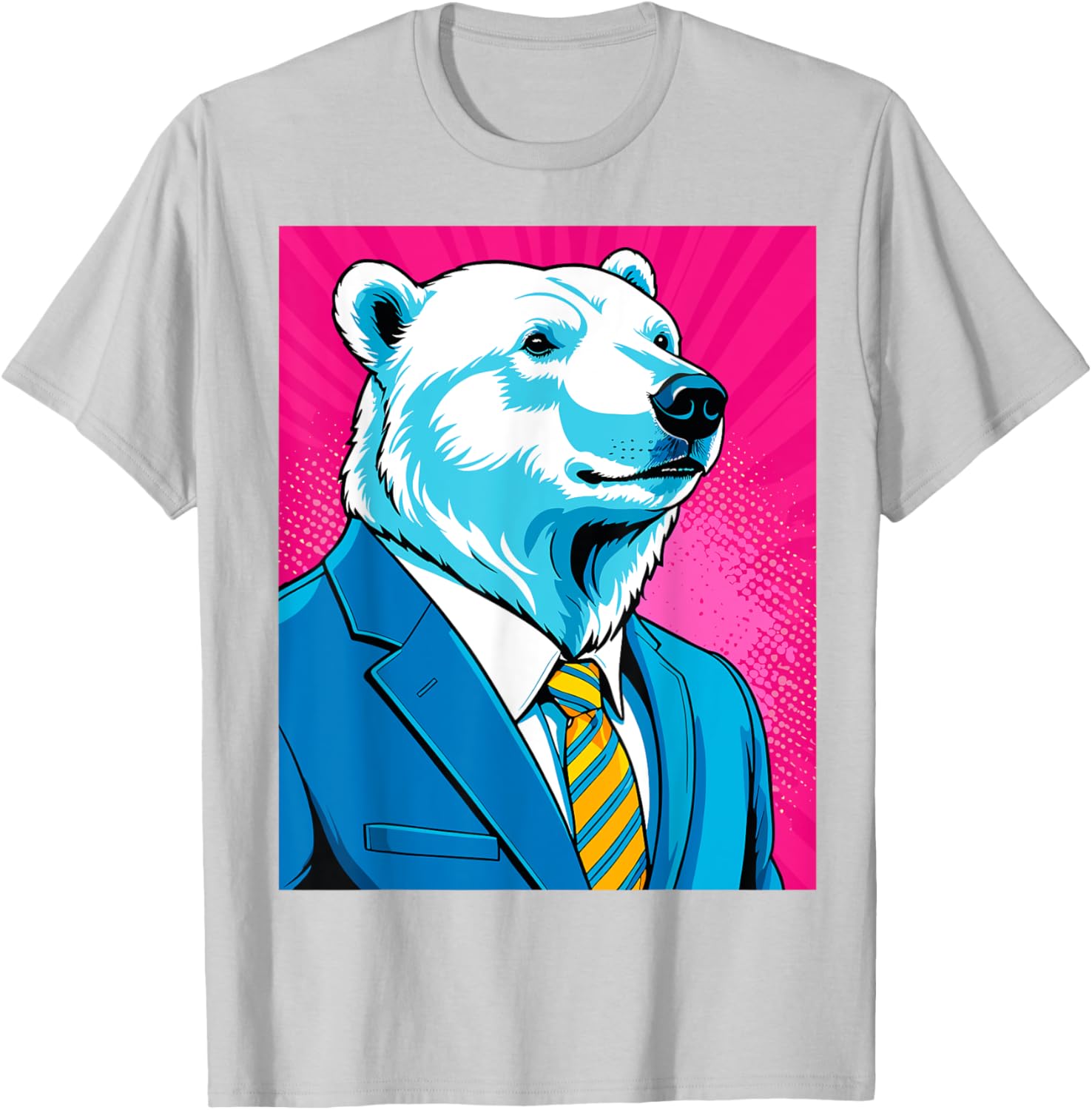 Pop Art Polar Bear in Suit T-Shirt for Fun and Unique Fashion - 25