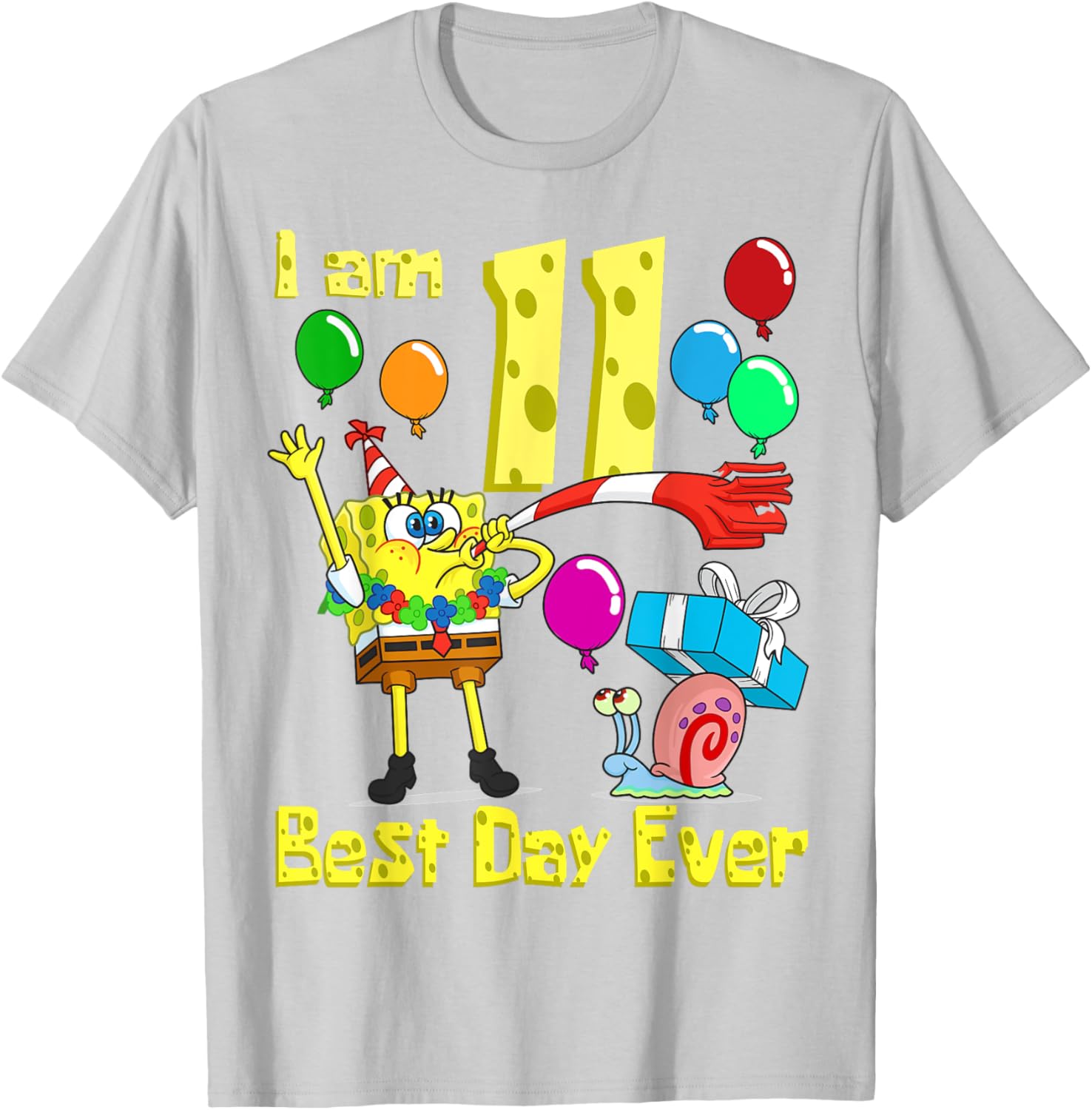 SpongeBob Birthday T-Shirt for 11 Year Olds Fun Party Apparel - 2