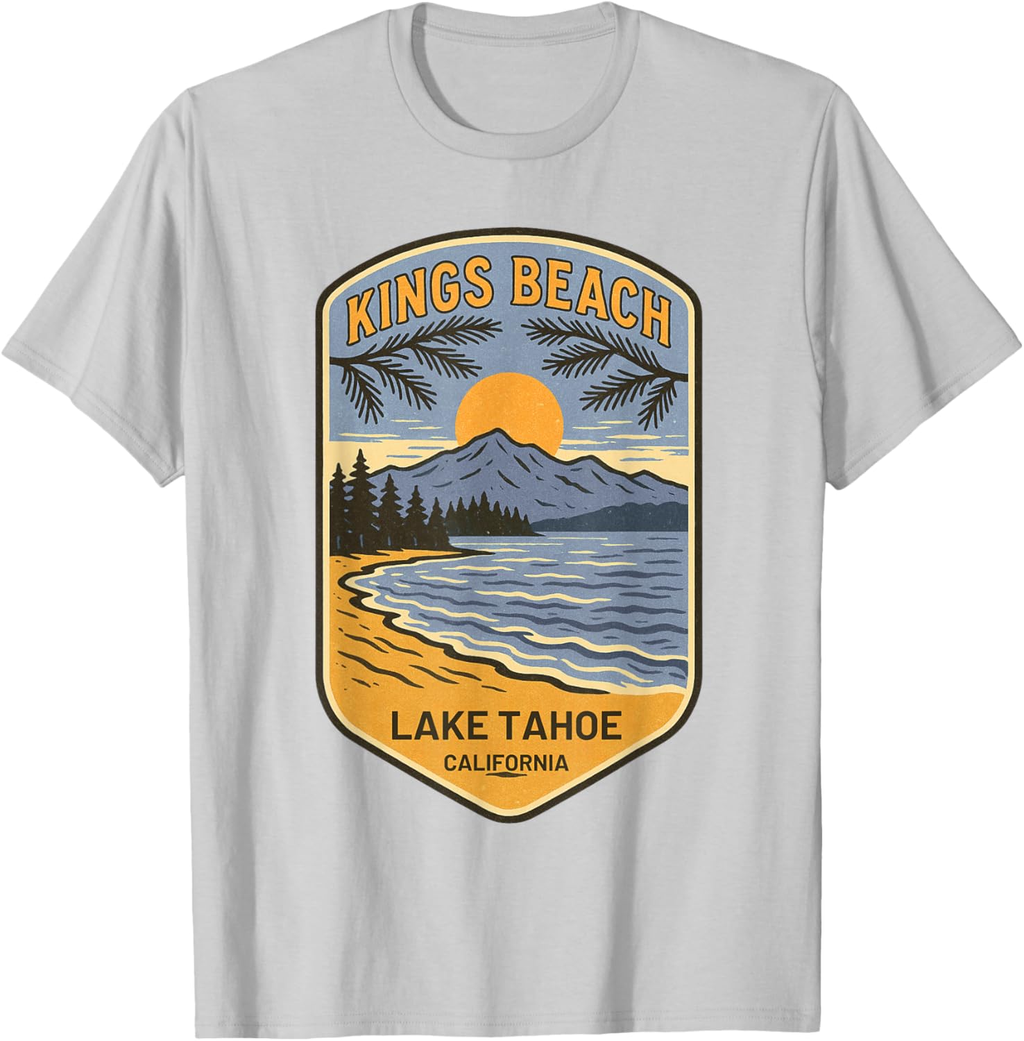 Retro Kings Beach Lake Tahoe T-Shirt Vintage Art Souvenir Apparel - 25