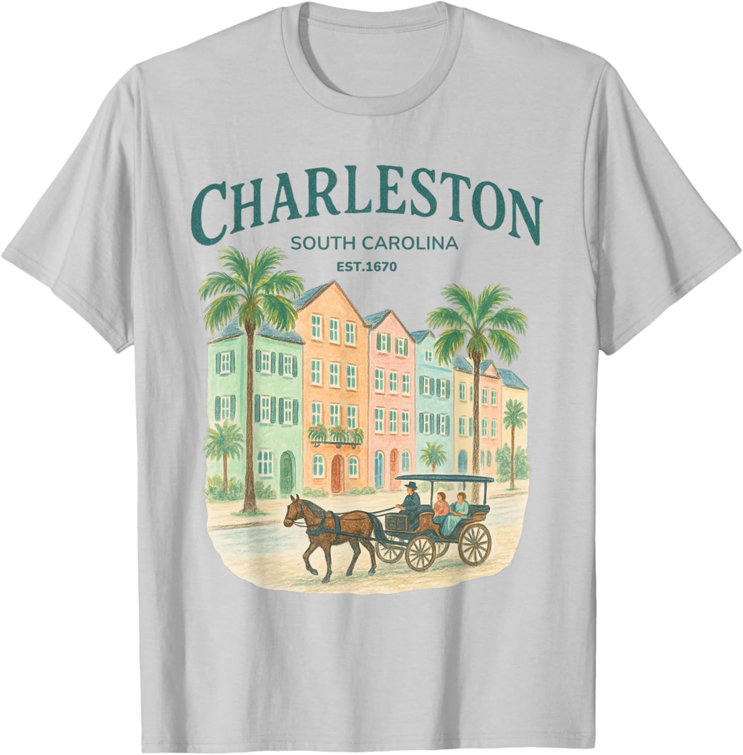Vintage Charleston South Carolina Cityscape T-Shirt for Stylish Locals - 1