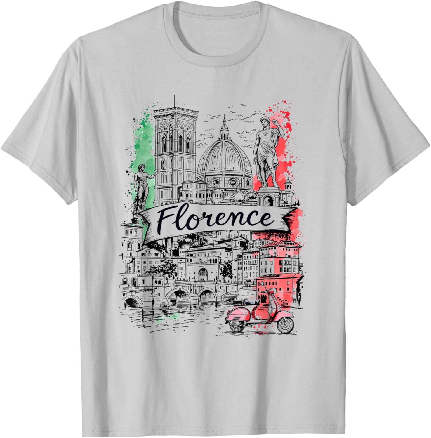 Vintage Florence Italy Art T-Shirt Souvenir for Travel Lovers - 8