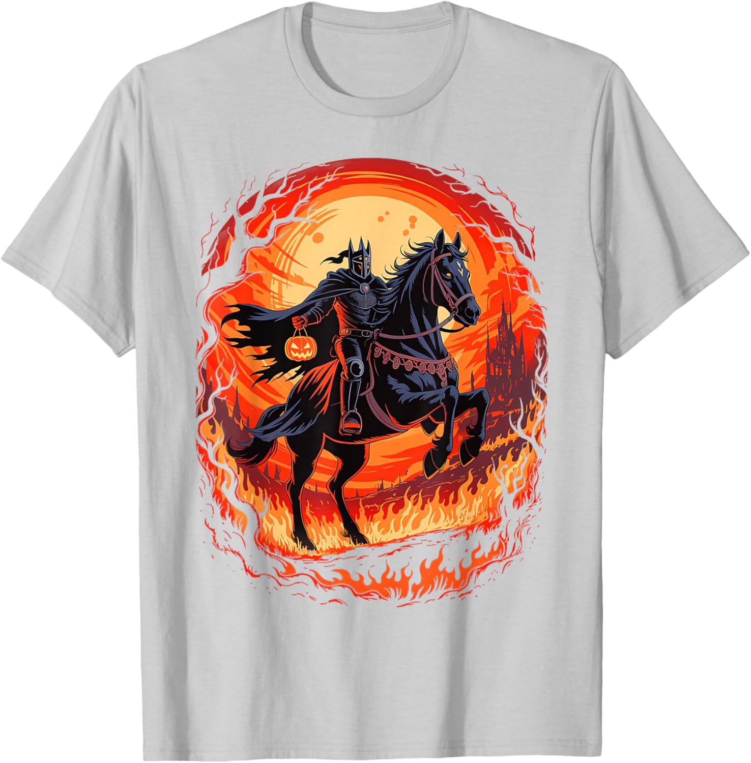 Spooky Pumpkin Headless Horseman Halloween T-Shirt for All Ages - 28