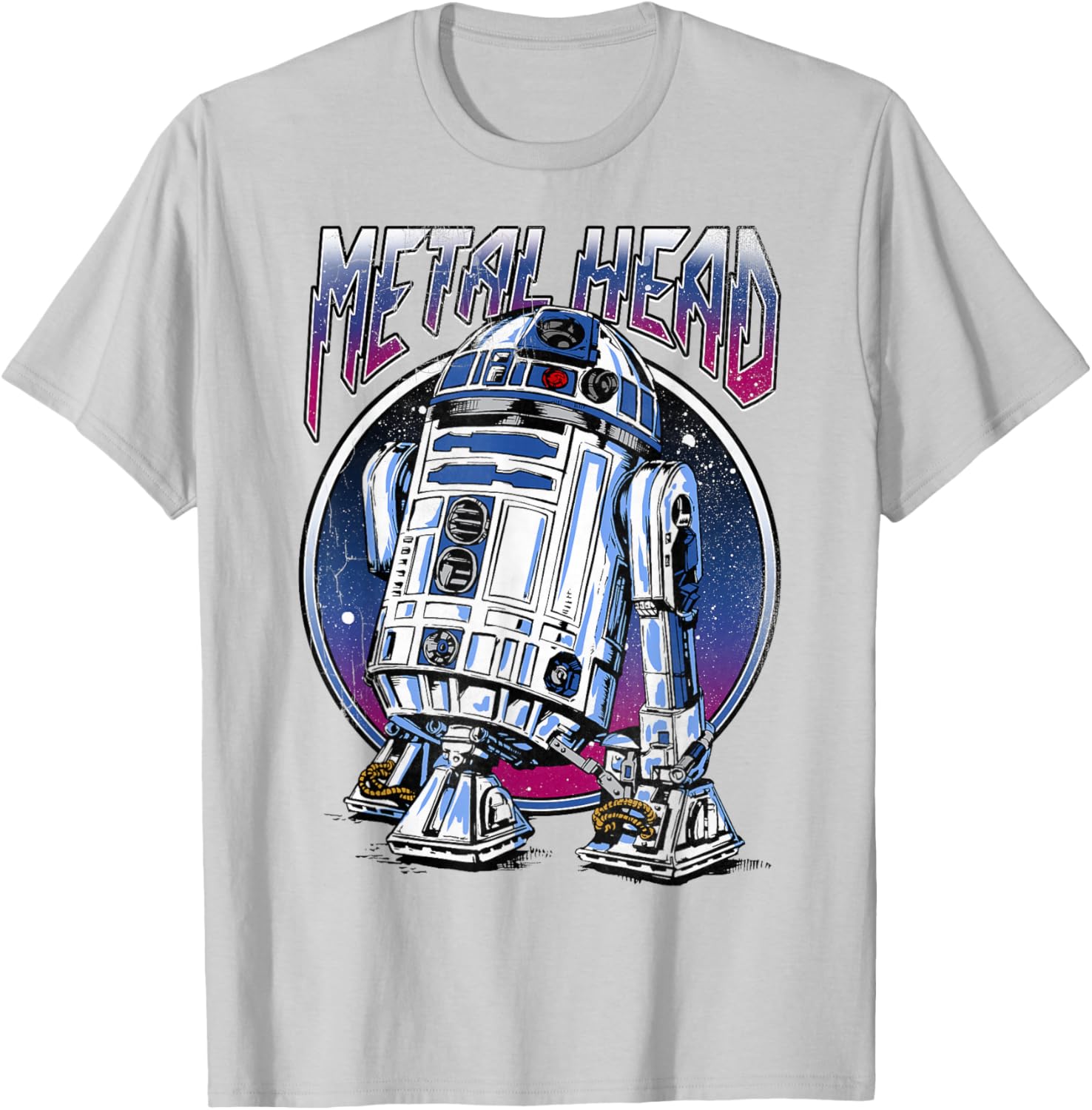 Vintage Star Wars R2D2 Metal Head T-Shirt for Disney Fans - 12