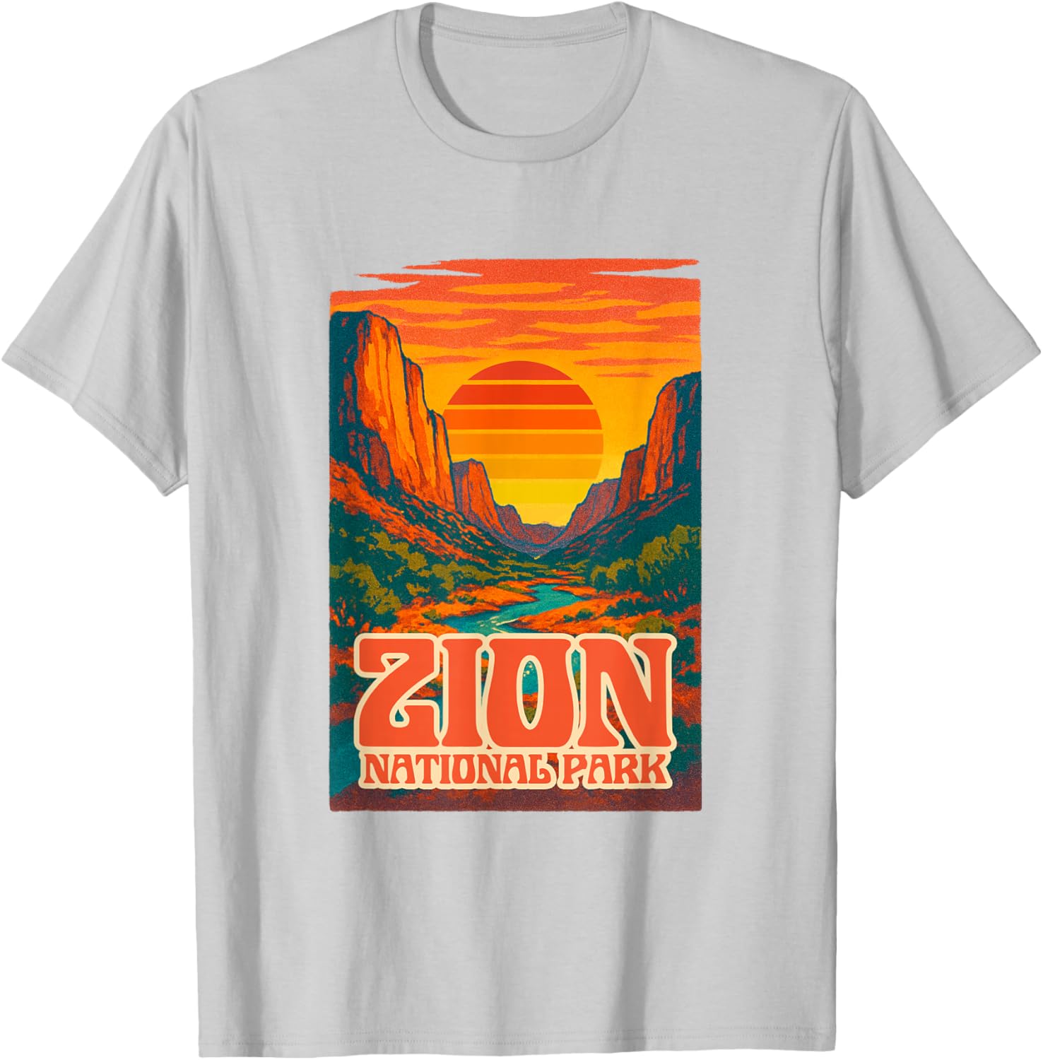 Utah Zion National Park Retro Sunset T-Shirt for Outdoor Lovers - 10