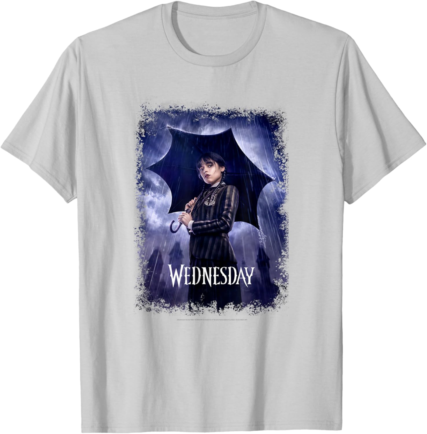 Wednesday Black Umbrella Rain Portrait T-Shirt for Fashion Lovers - 4