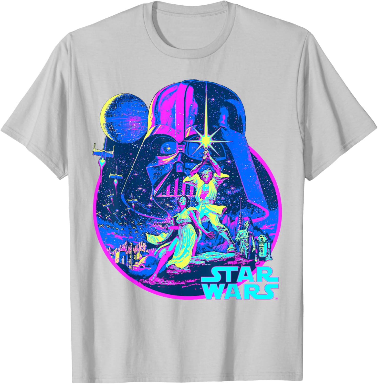 Star Wars Neon Poster T-Shirt for Fans of Disney Classic Adventure - 13