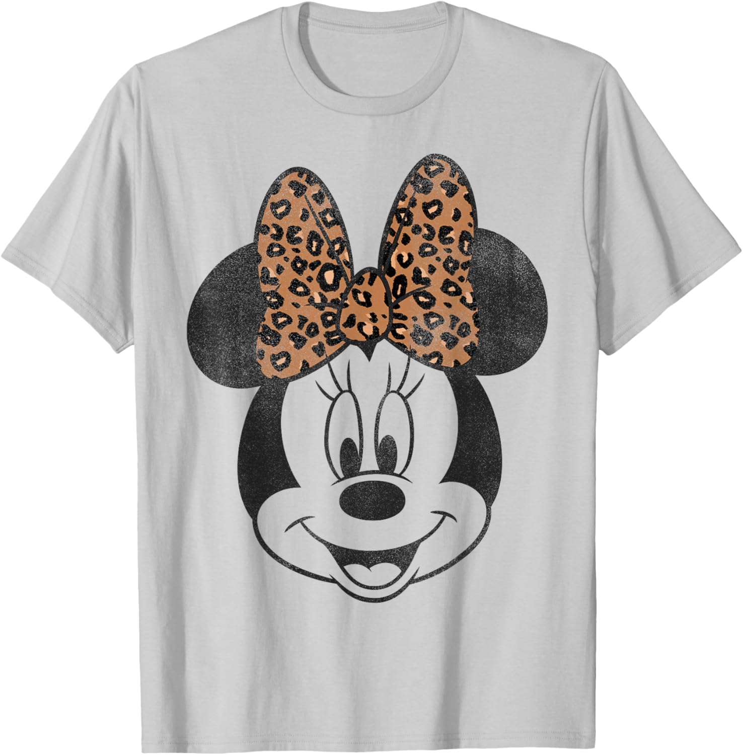 Vintage Disney Minnie Mouse Distressed Leopard Bow T-Shirt for Women - 5