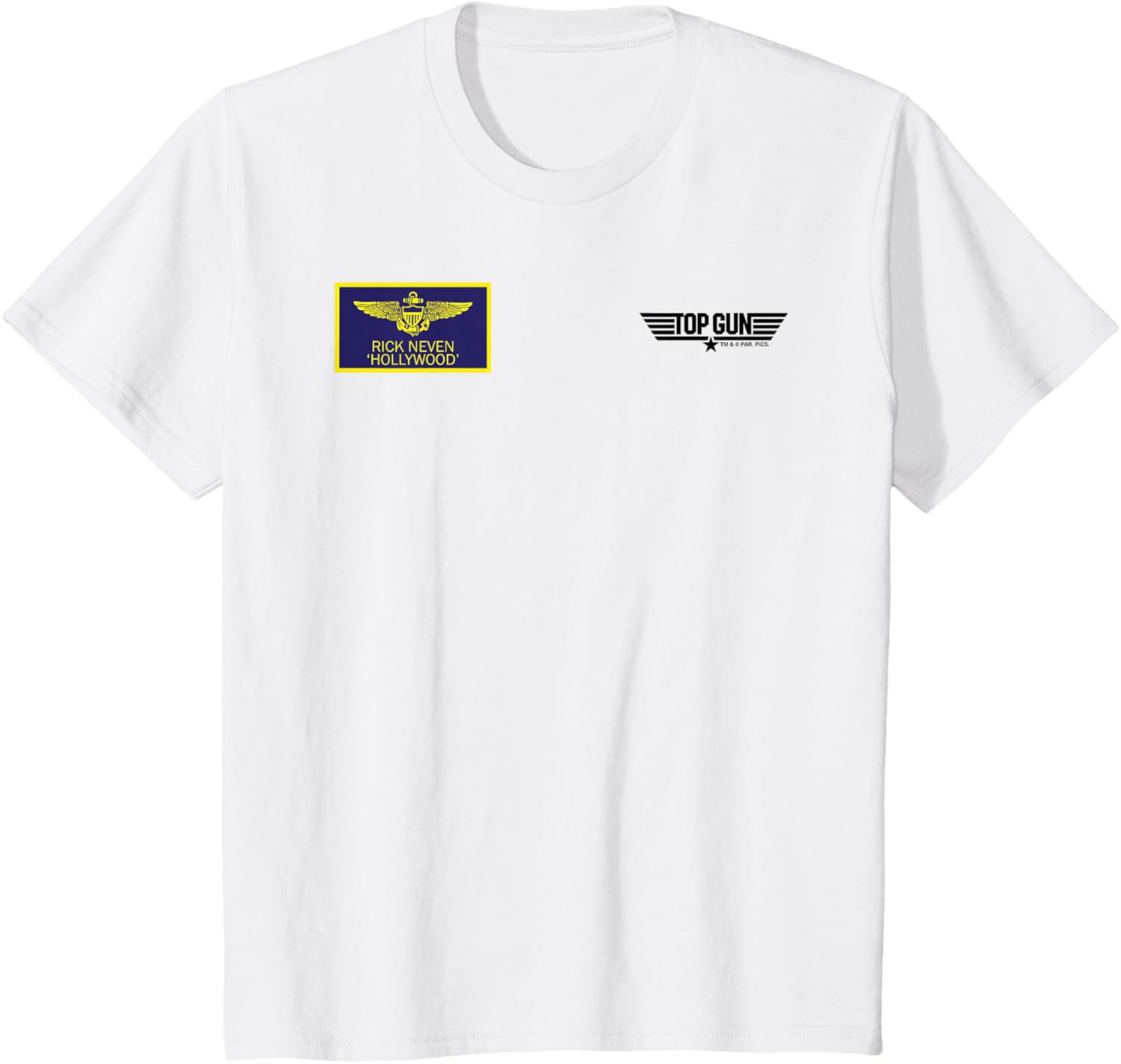 Top Gun Rick Neven Kids T-Shirt with Hollywood Chest Badge Design - 1