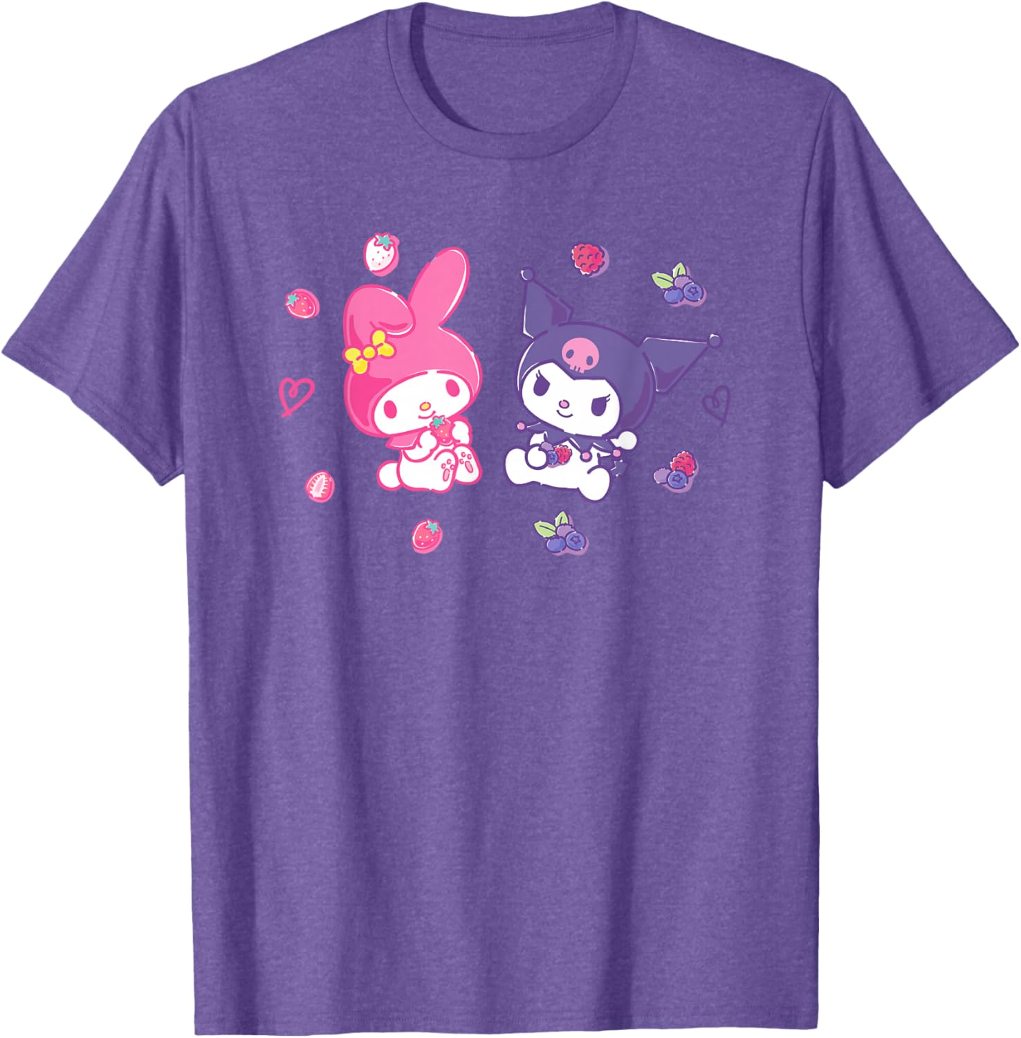 Sanrio Kuromi and My Melody Berry T-Shirt for Kids, Small Black Design - 4