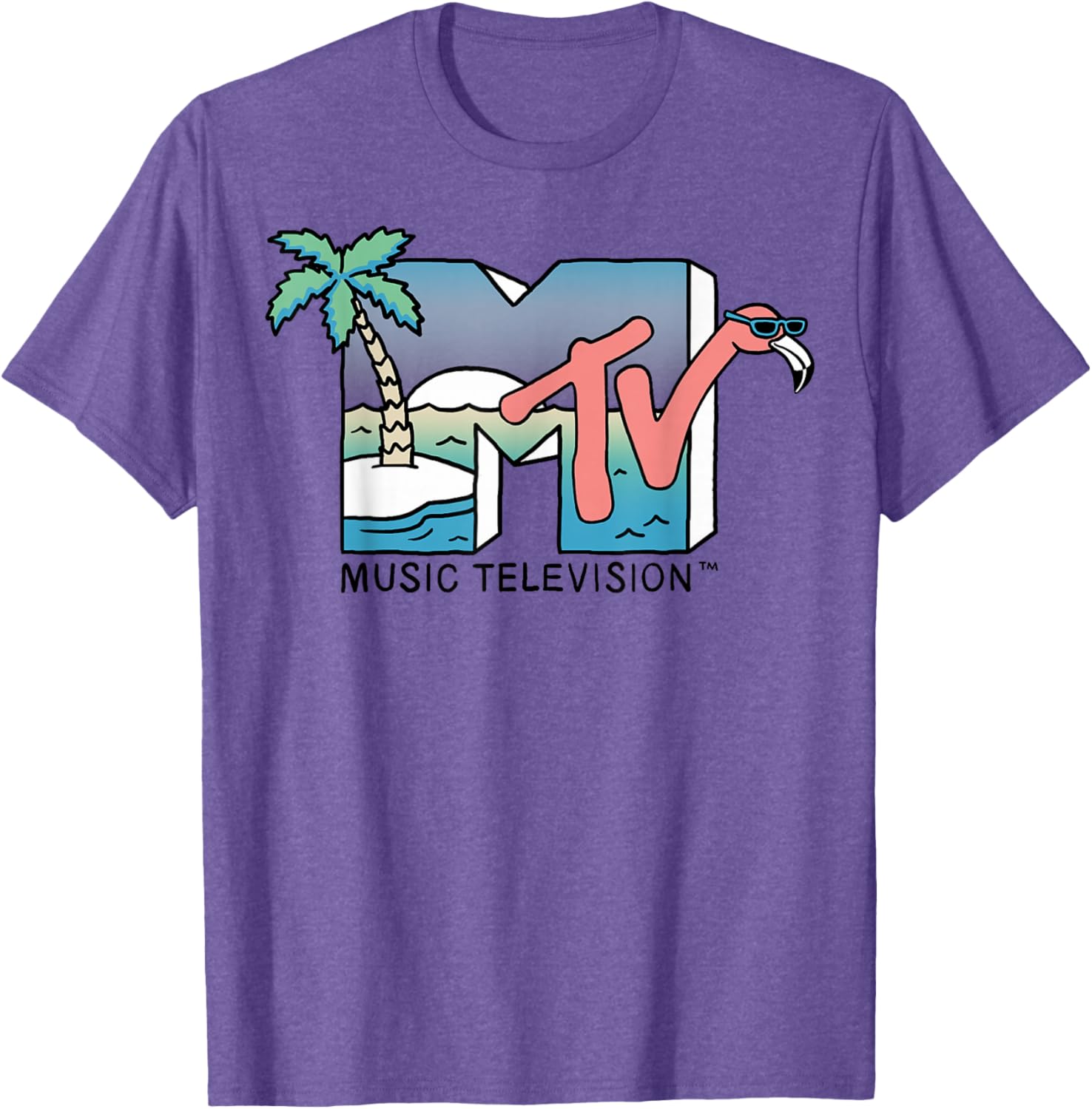 Vintage MTV Beach Island Flamingo Graphic T-Shirt for Casual Style - 10