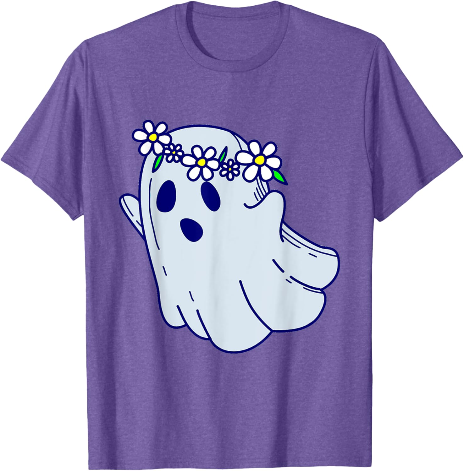 Groovy Halloween Ghost Boho Floral 1960s Goth T-Shirt for Spooky Style - 2
