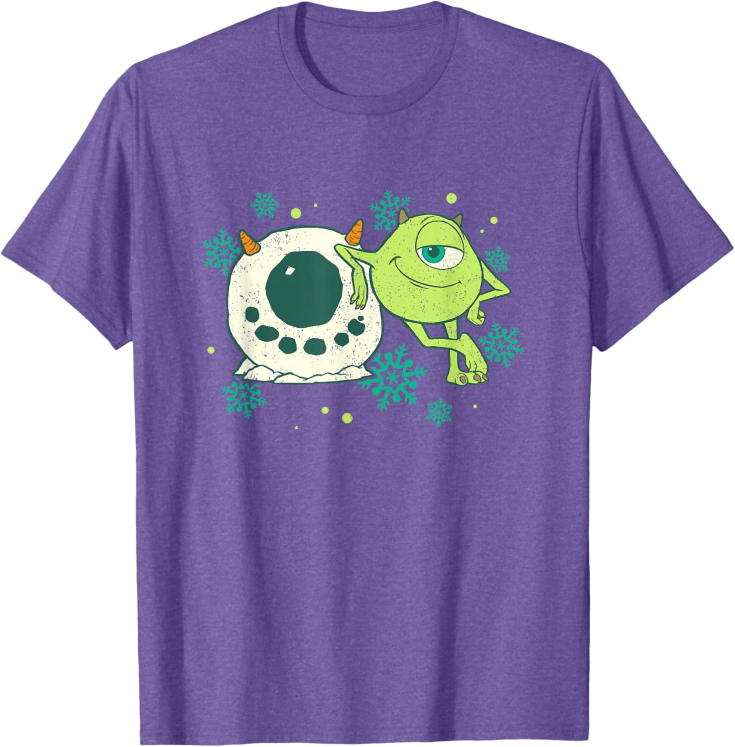 Disney Pixar Monsters Inc Mike Snowman Logo T-Shirt for Christmas Fun - 10