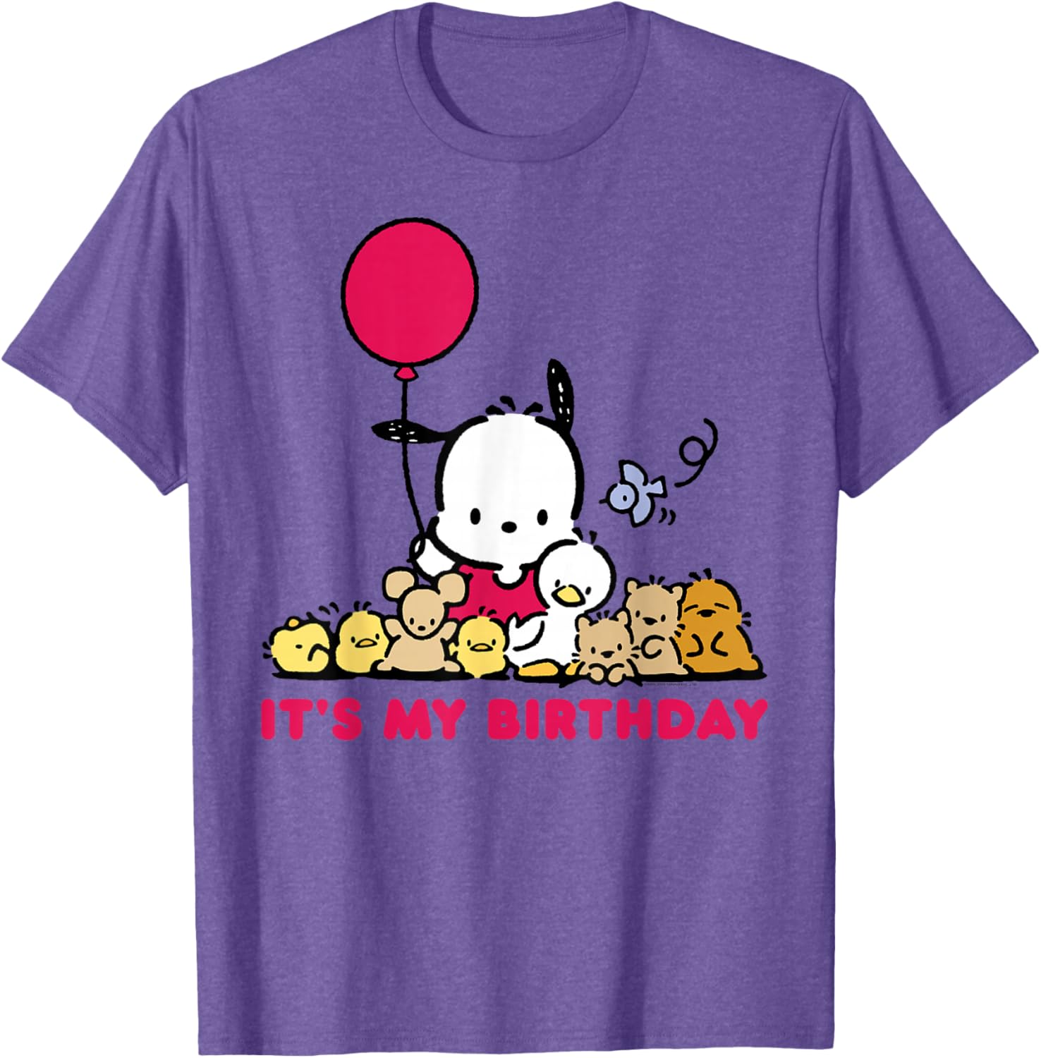 Pochacco Birthday T-Shirt for Adults, Grey Short Sleeve Classic Fit - 17