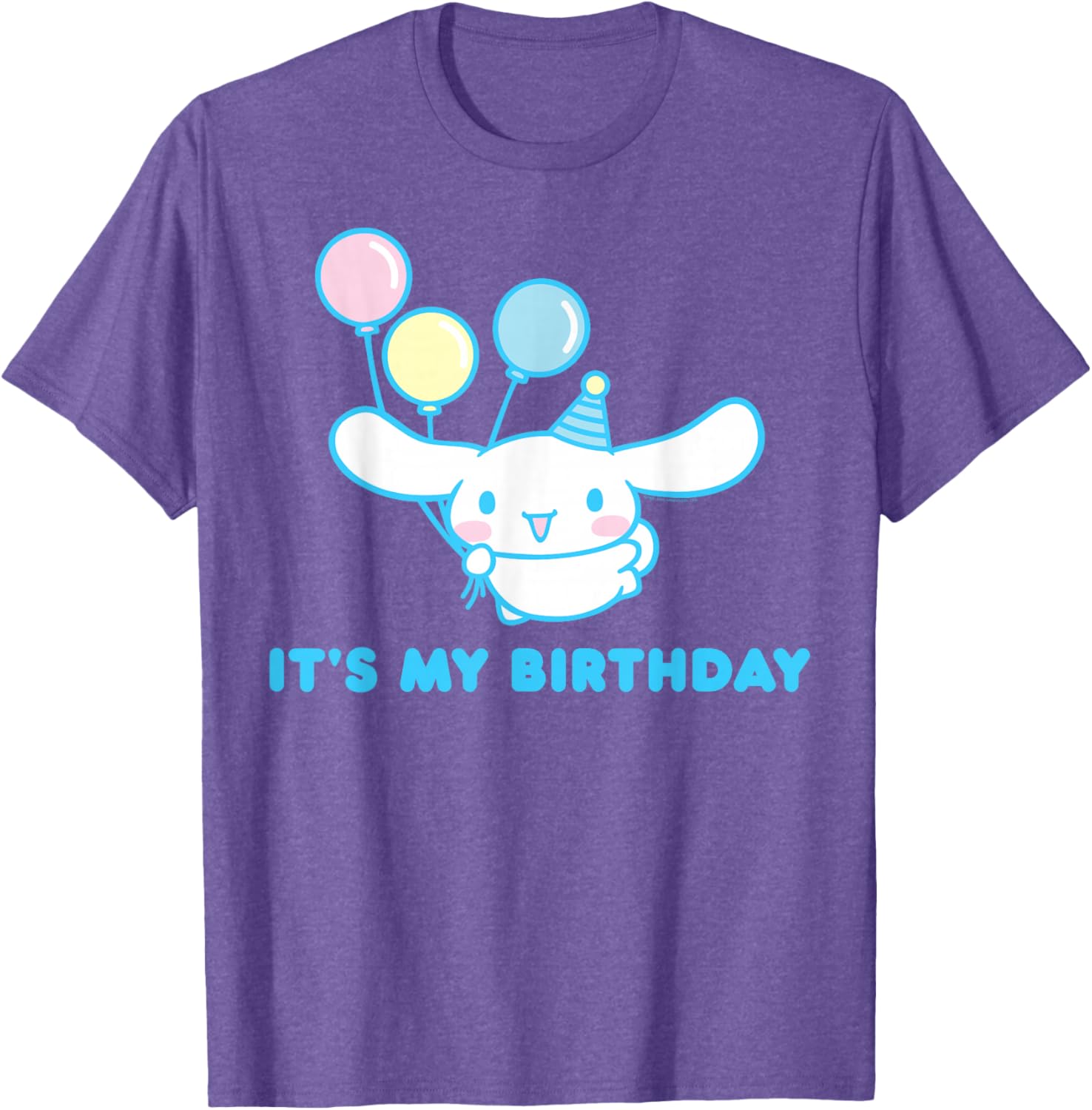 Sanrio Cinnamoroll Birthday T-Shirt for Adults - Blue Crew Neck Short Sleeve - 5