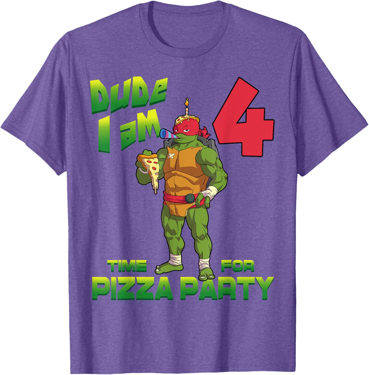 TMNT Raph Pizza Birthday Party T-Shirt for 4 Year Olds - Fun Kid's Clothing - 7