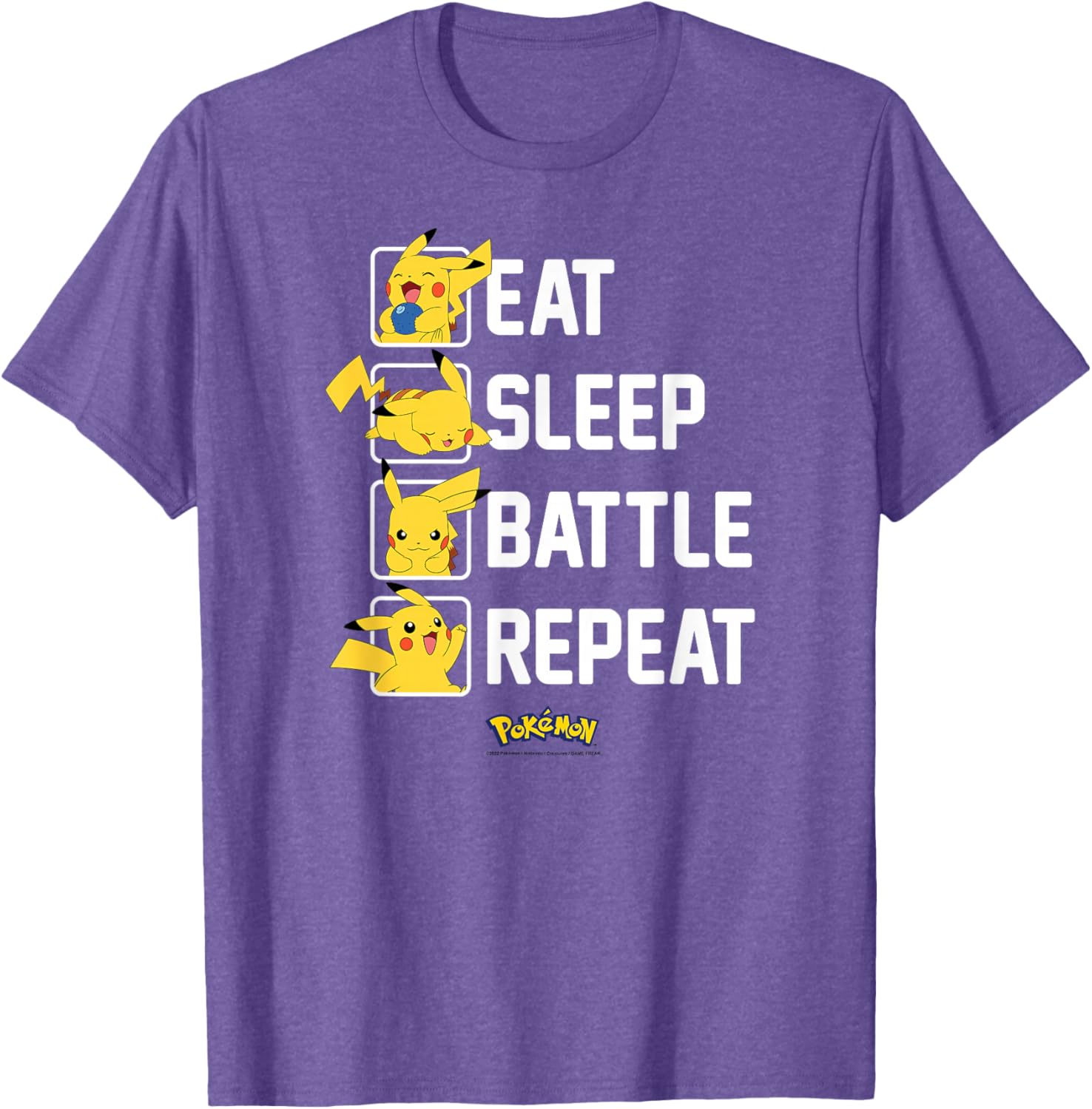 Pikachu Eat Sleep Battle Repeat T-Shirt for Pokémon Fans and Gamers - 13