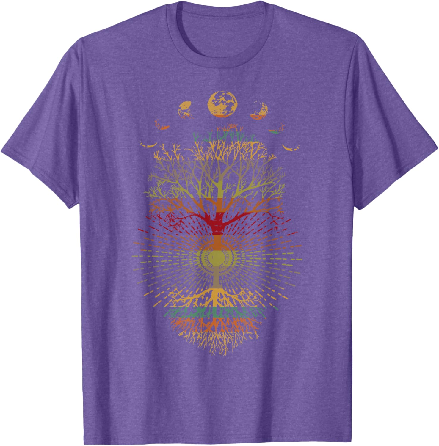 Phases of the Moon Retro Tree of Life T-Shirt 60s 70s Vibe - 20