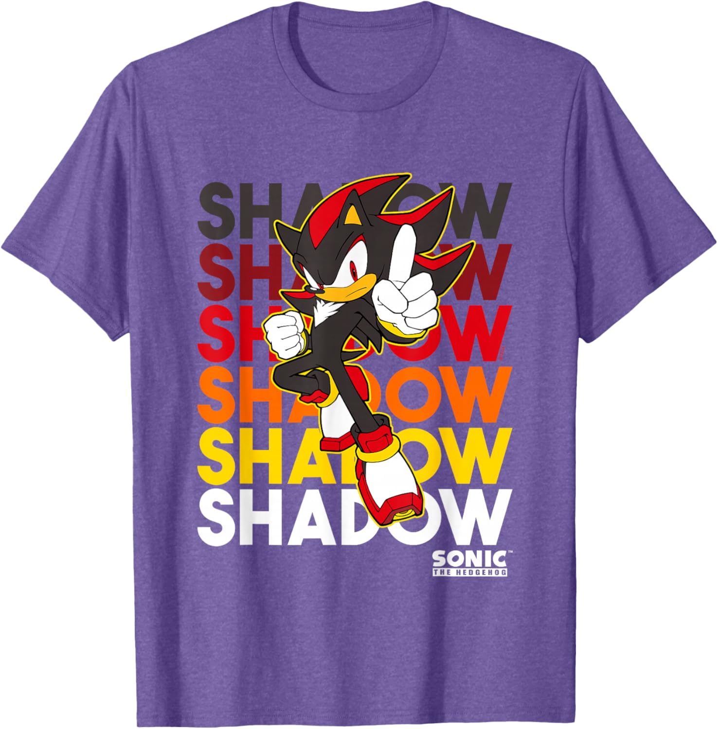 Sonic The Hedgehog Shadow Logo Stacked Text Cool Graphic T-Shirt - 3