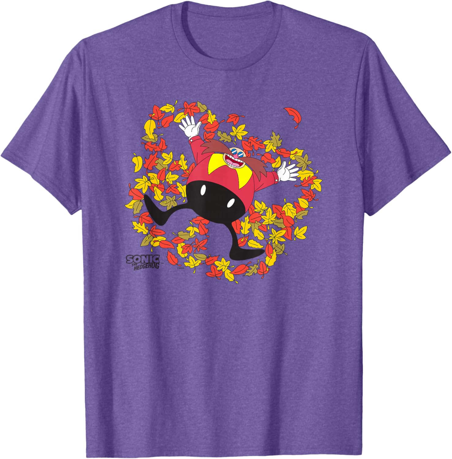 Sonic the Hedgehog Dr Eggman Happy Leaves Angel Chest Logo T-Shirt - 8